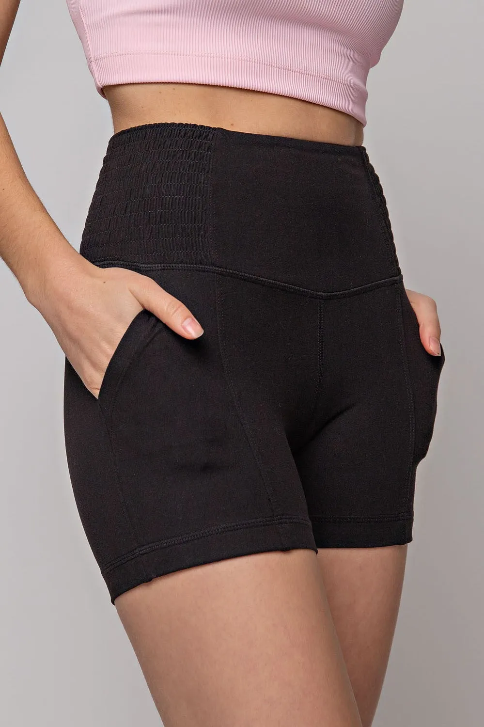 4 Inch Biker Shorts w/ Side Smocking Waist Band | Rae Mode - Final SAle