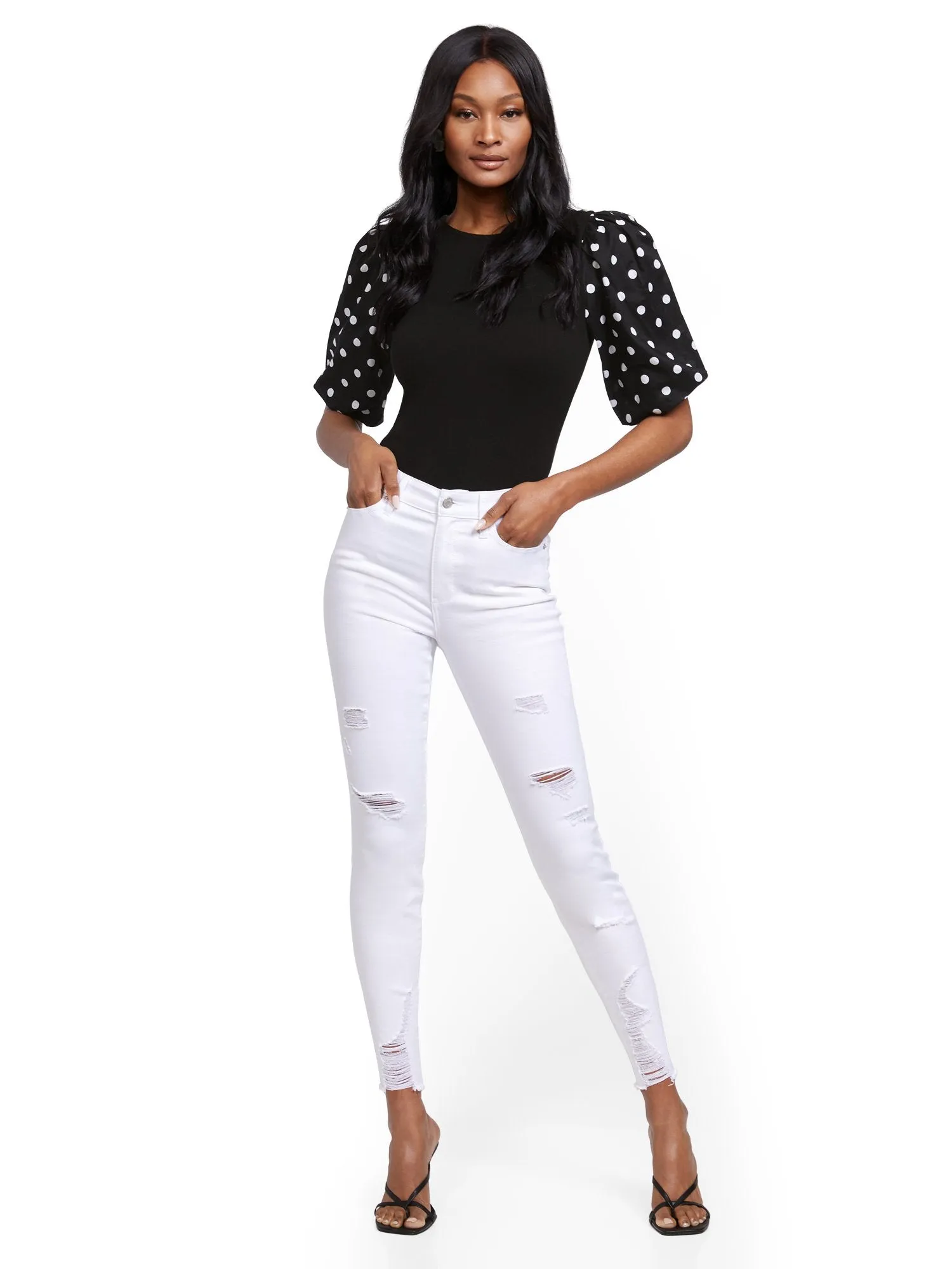 Abby High-Waisted Slimming No Gap Super-Skinny Ankle Jeans - White