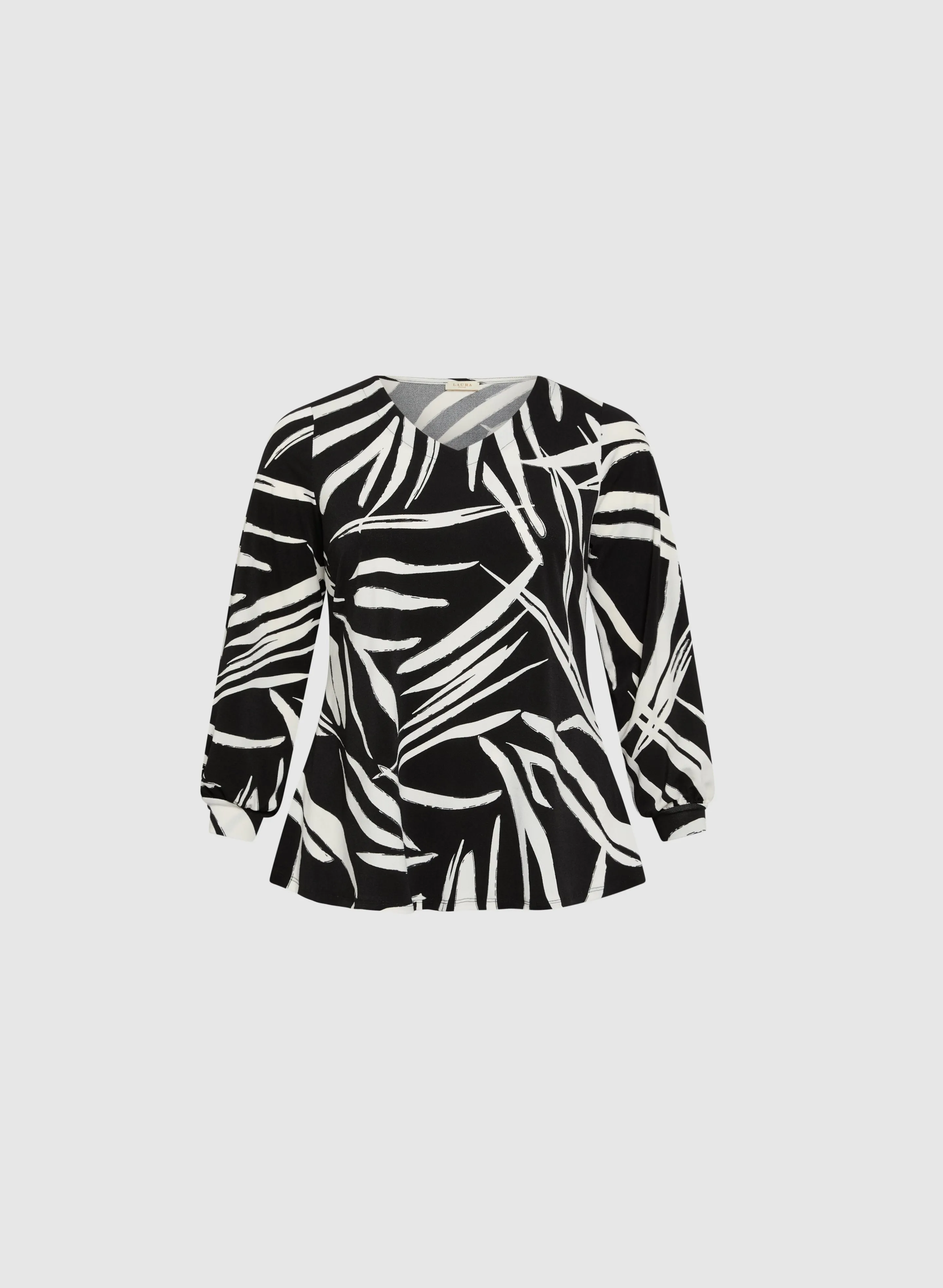 Abstract Print V-Neck Top