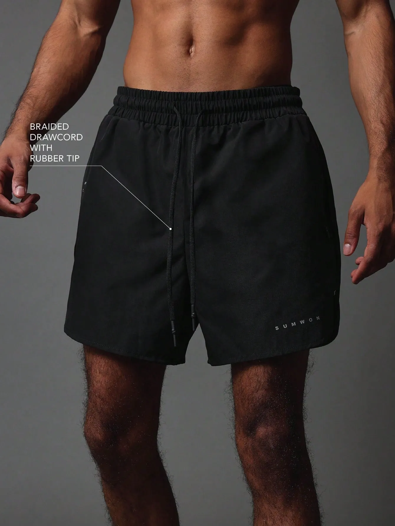 Activewear Premium Breathable Nylon Short With Reflective Print & Concealed Zip Pocket