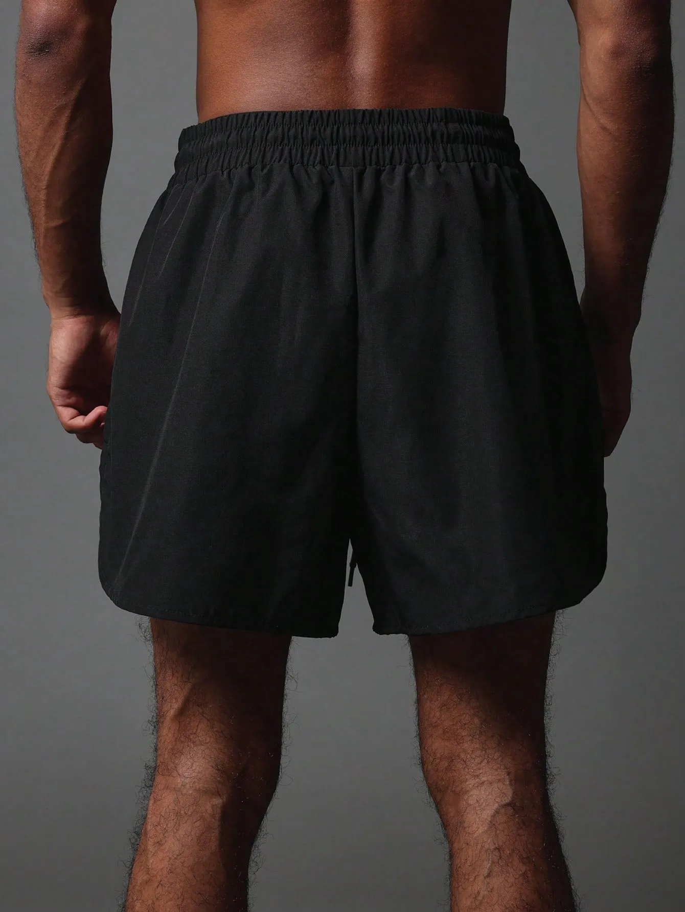 Activewear Premium Breathable Nylon Short With Reflective Print & Concealed Zip Pocket