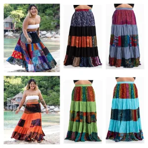 Assorted set of 3 Plus Size Patchwork Long Skirt