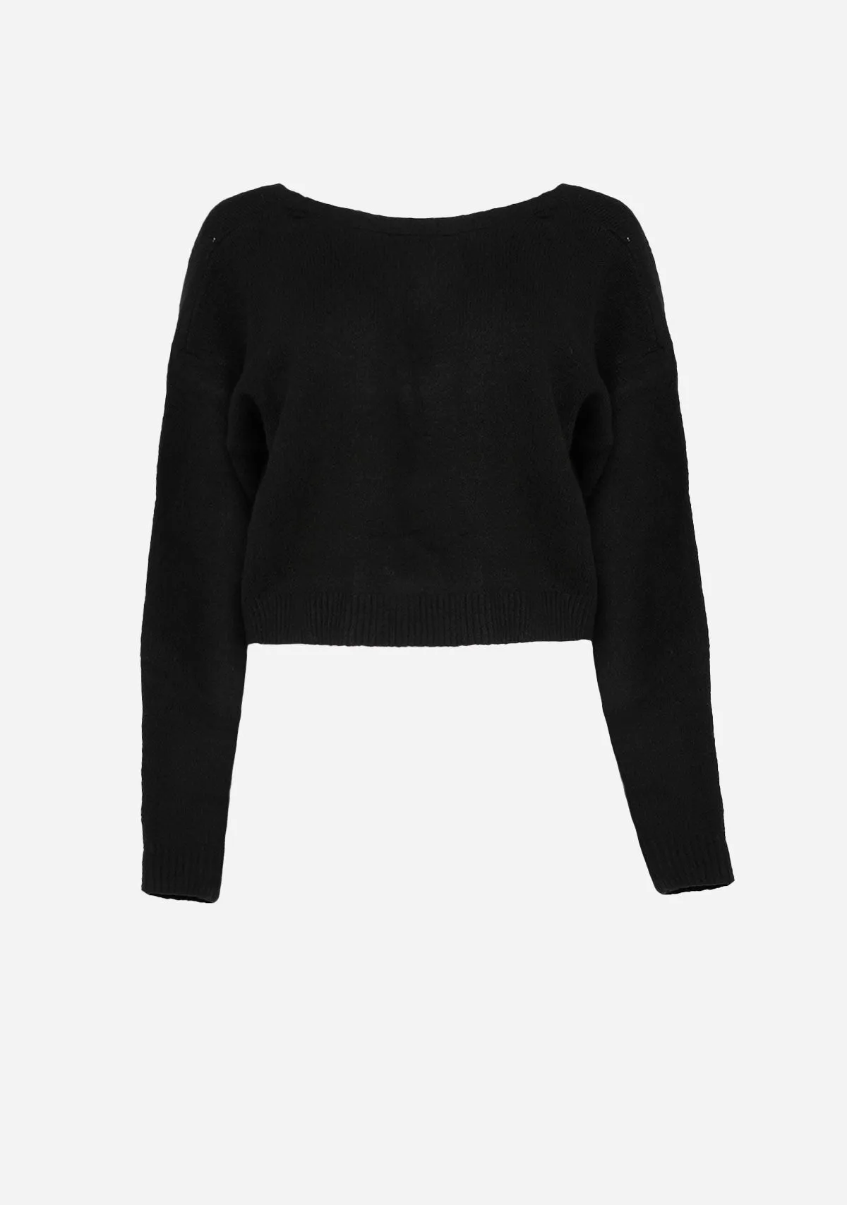 Back Bow Knit Top Black