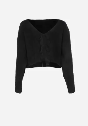 Back Bow Knit Top Black