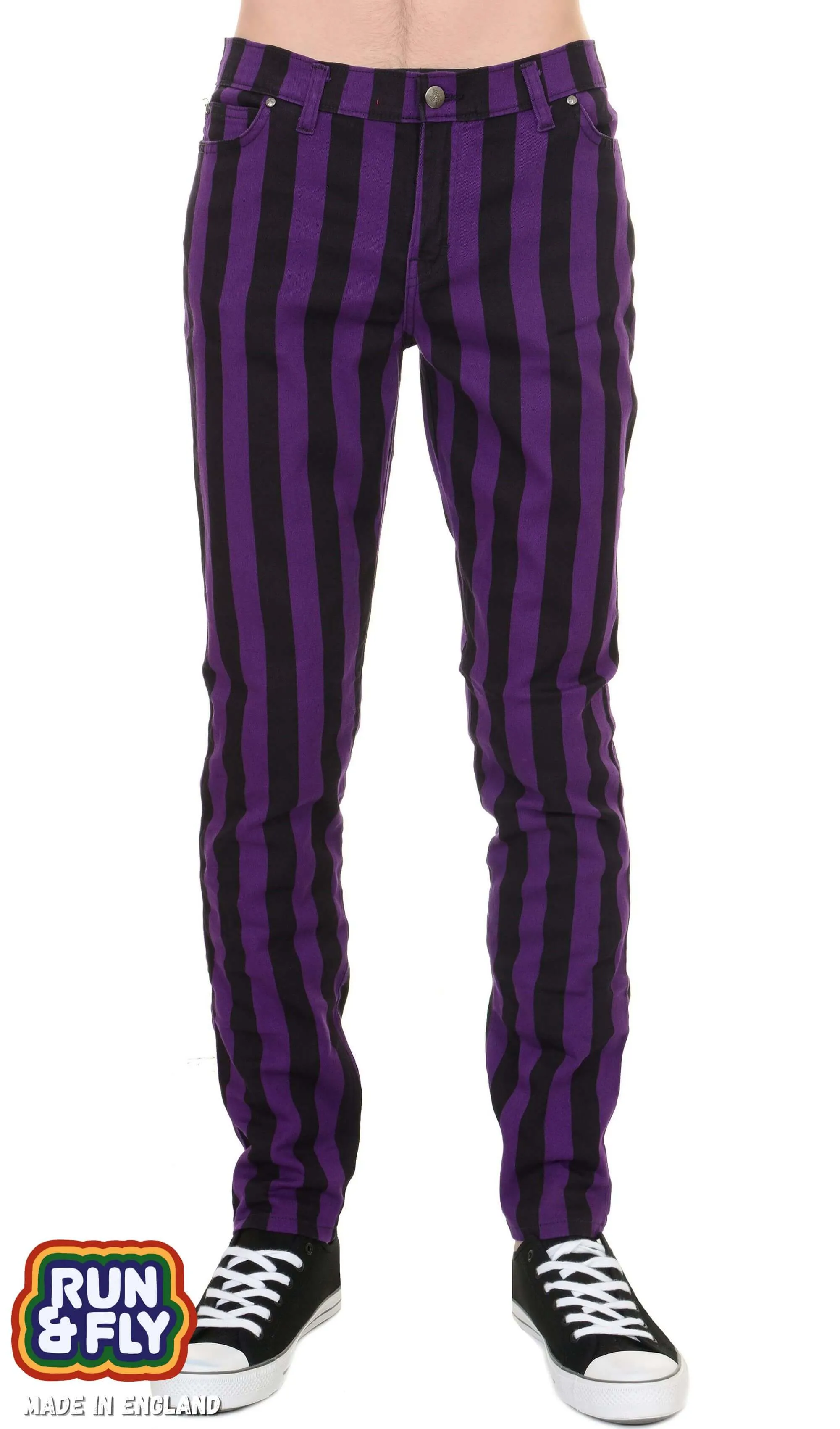 Black & Purple Striped Skinny Jeans