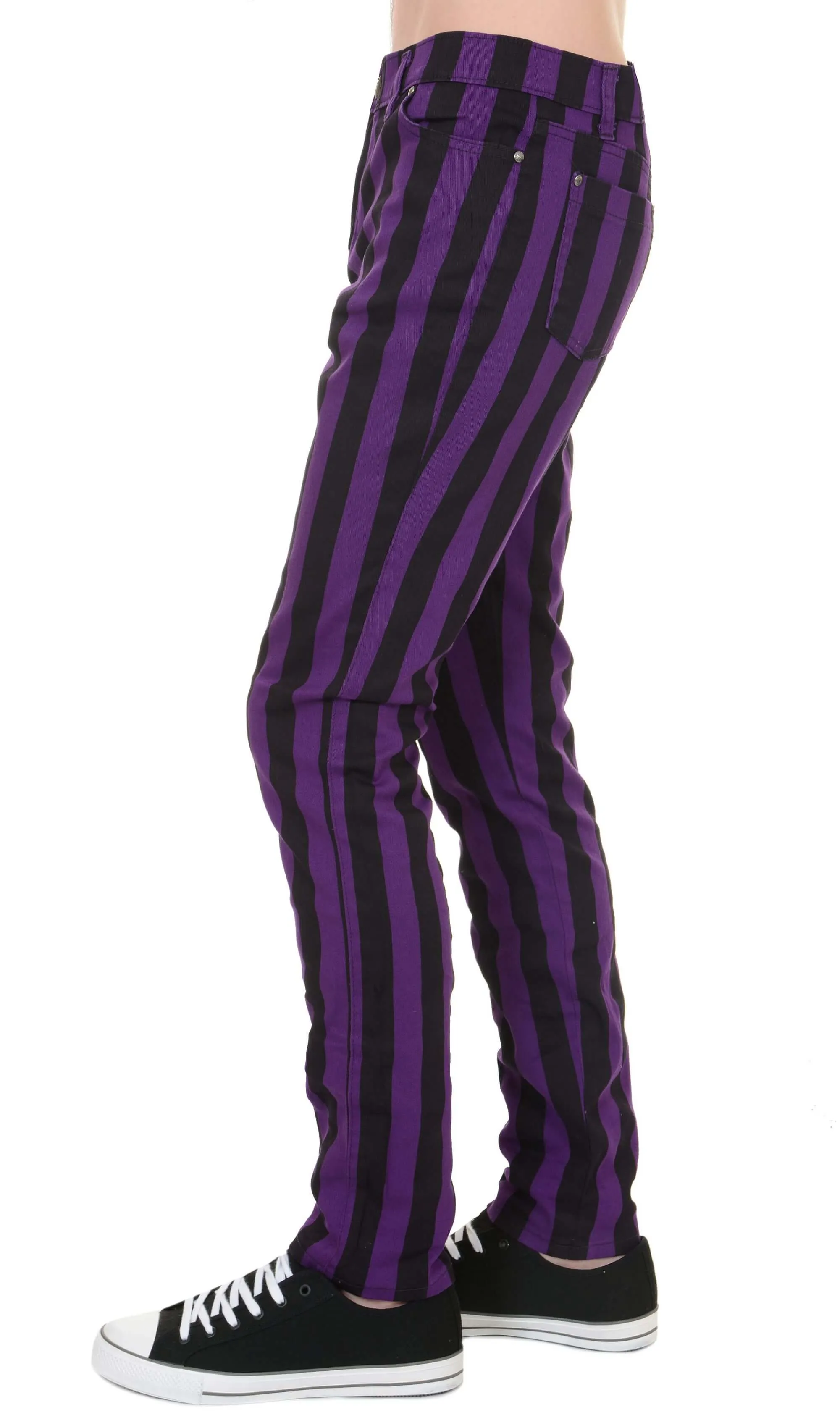 Black & Purple Striped Skinny Jeans