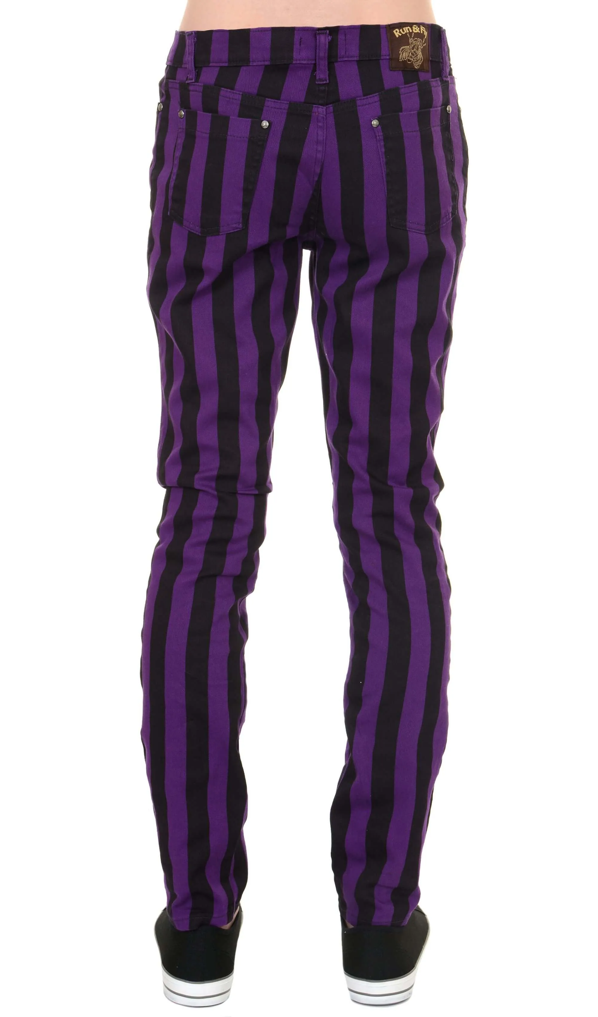 Black & Purple Striped Skinny Jeans