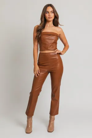 Bohemian Faux Leather Straight Pants