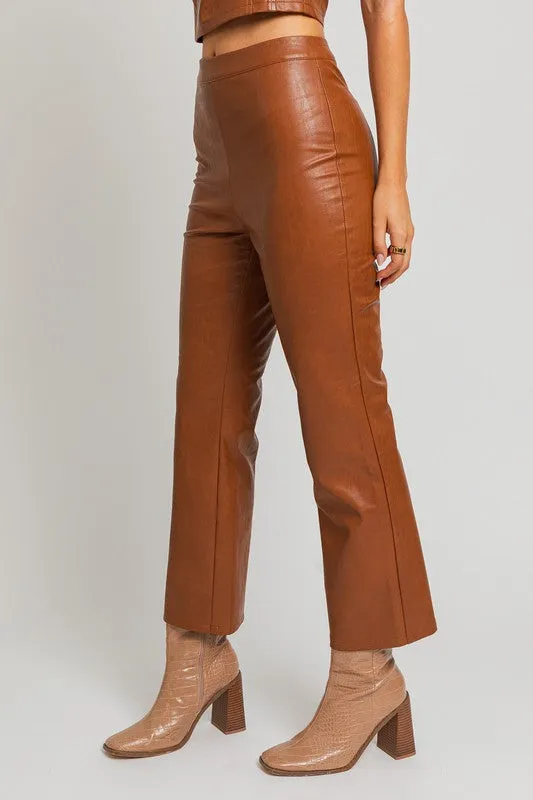 Bohemian Faux Leather Straight Pants