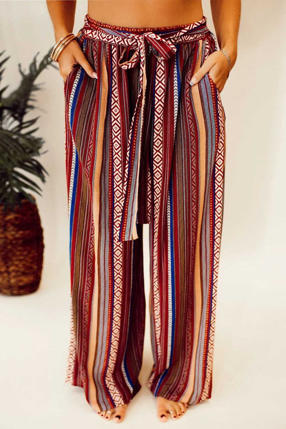 Boho Stripe Wide Leg Pants