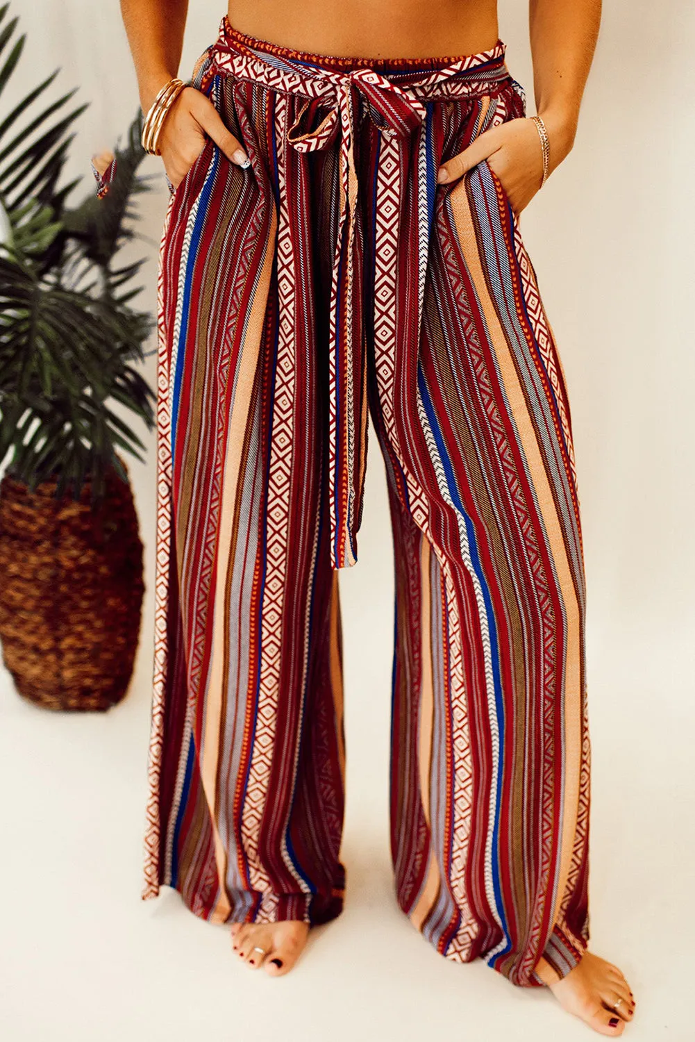 Boho Stripe Wide Leg Pants