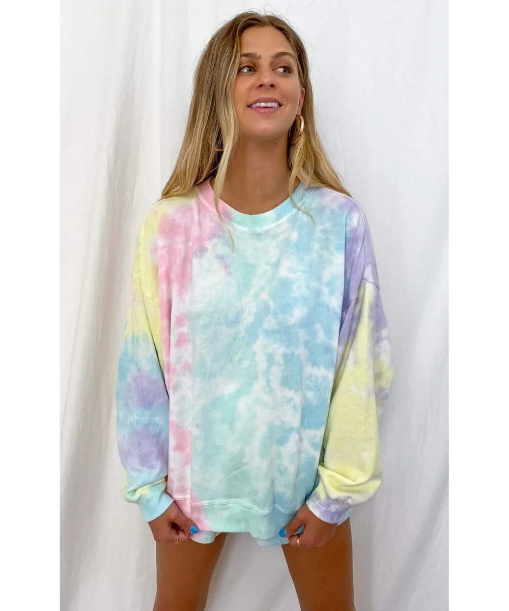 Boyfriend Sweatshirt Rainbow Tie Dye