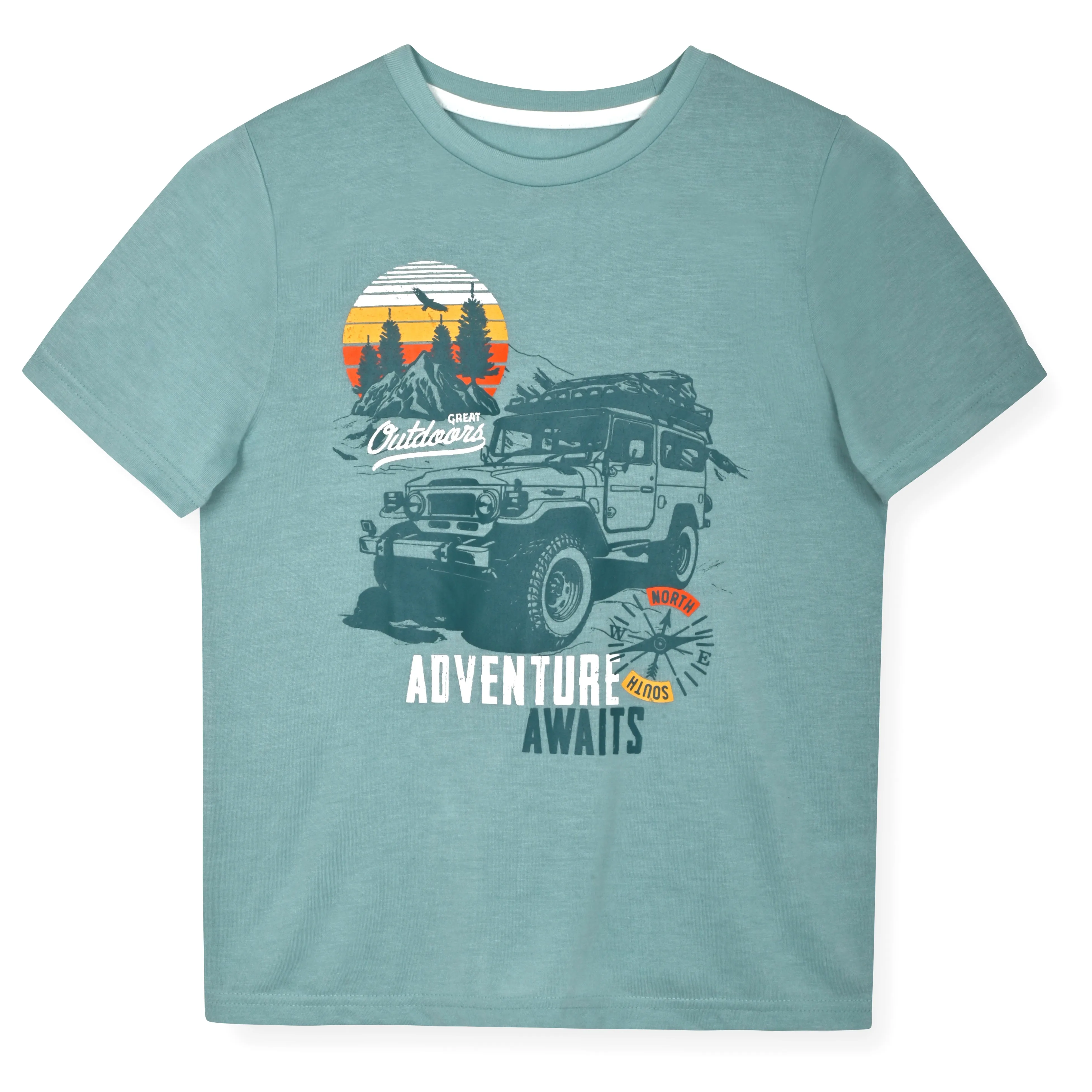 Boys 2-Piece Short-Sleeve Jersey Pajama Pants Set- Adventure Awaits.