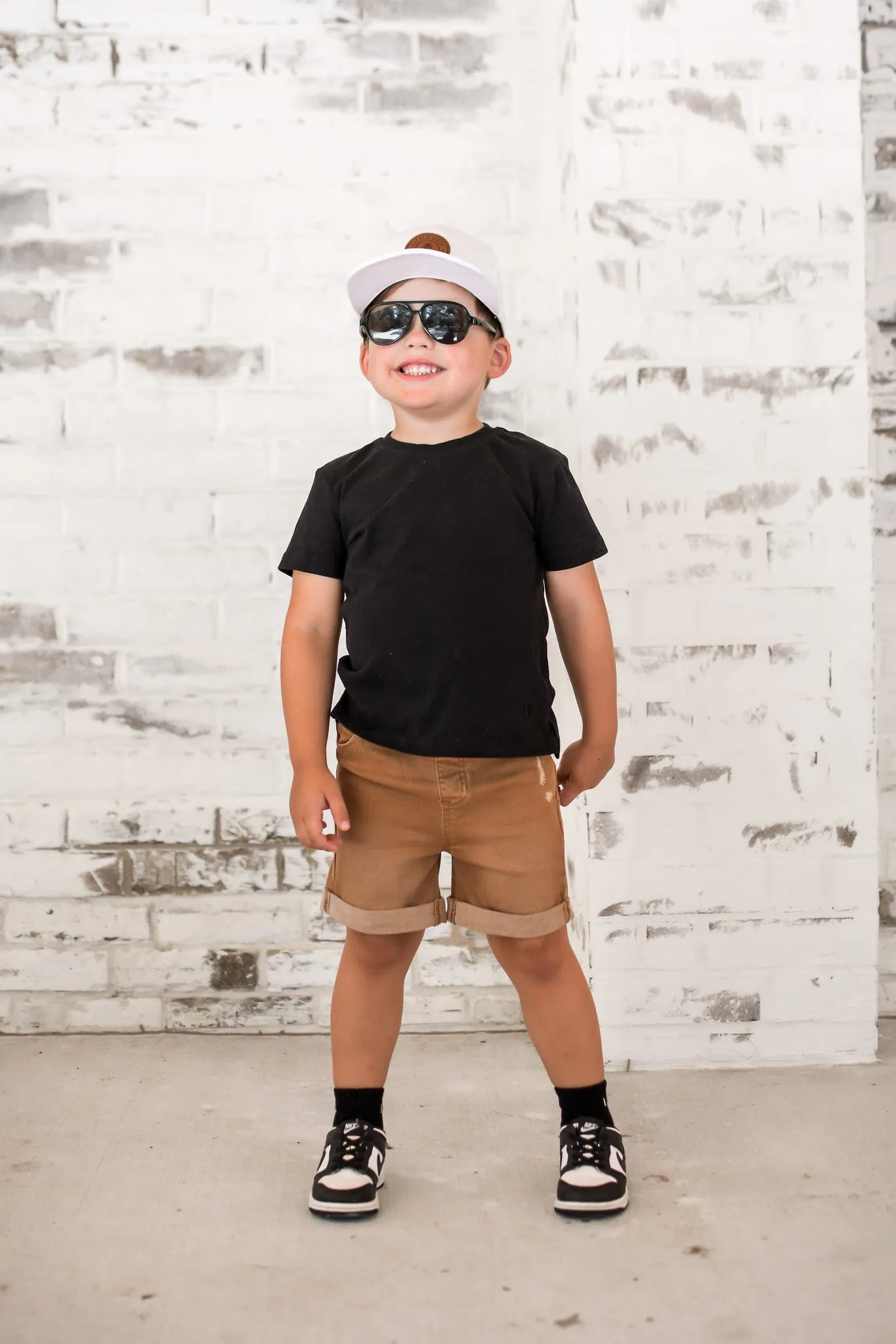 Boy's Rolled Denim Short - Dark Camel