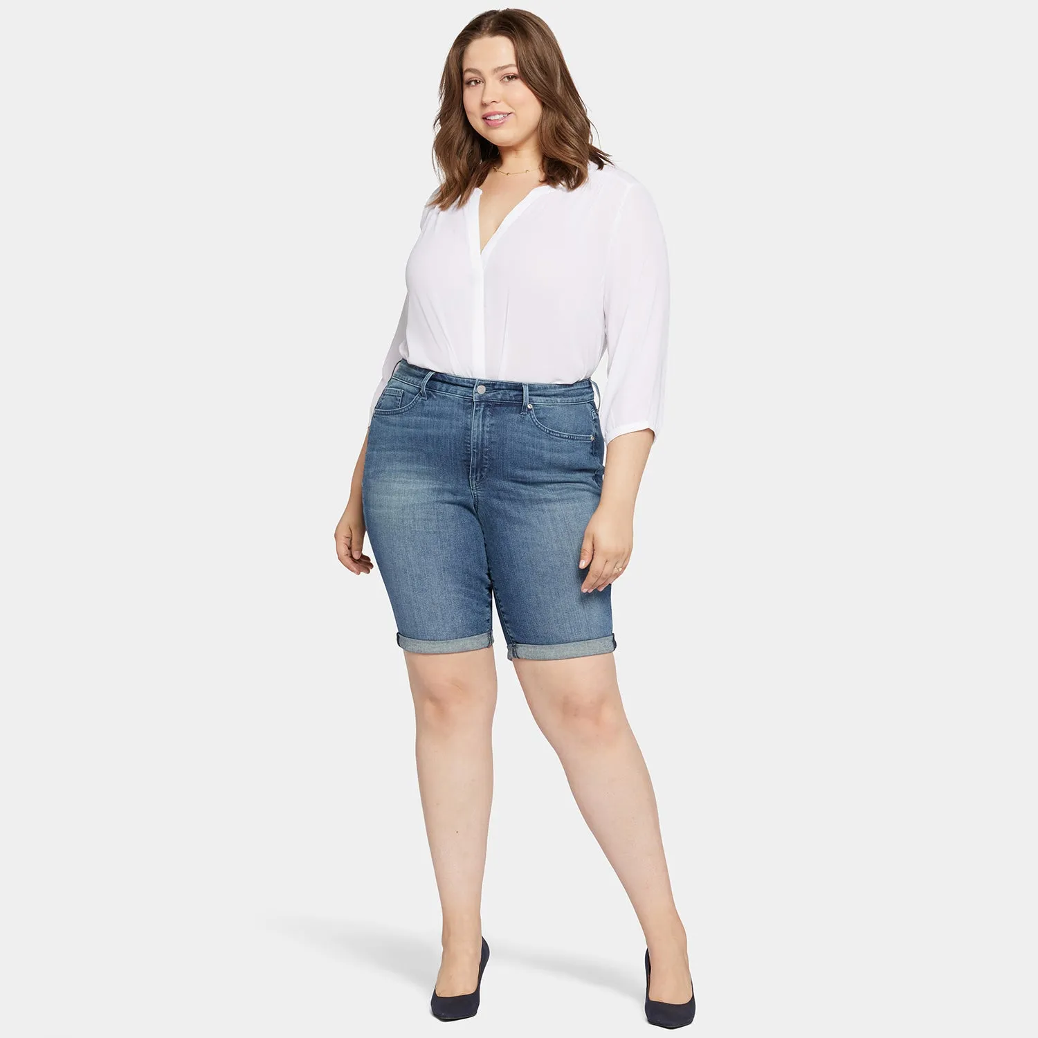 Briella 11 Inch Denim Shorts In Plus Size - Landslide