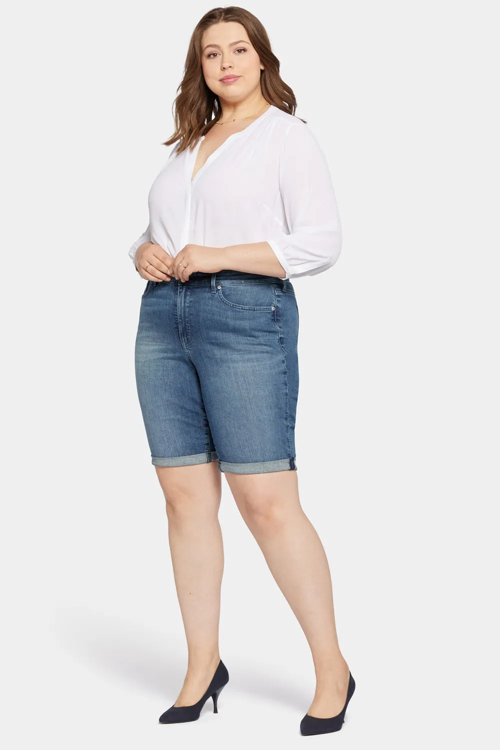 Briella 11 Inch Denim Shorts In Plus Size - Landslide