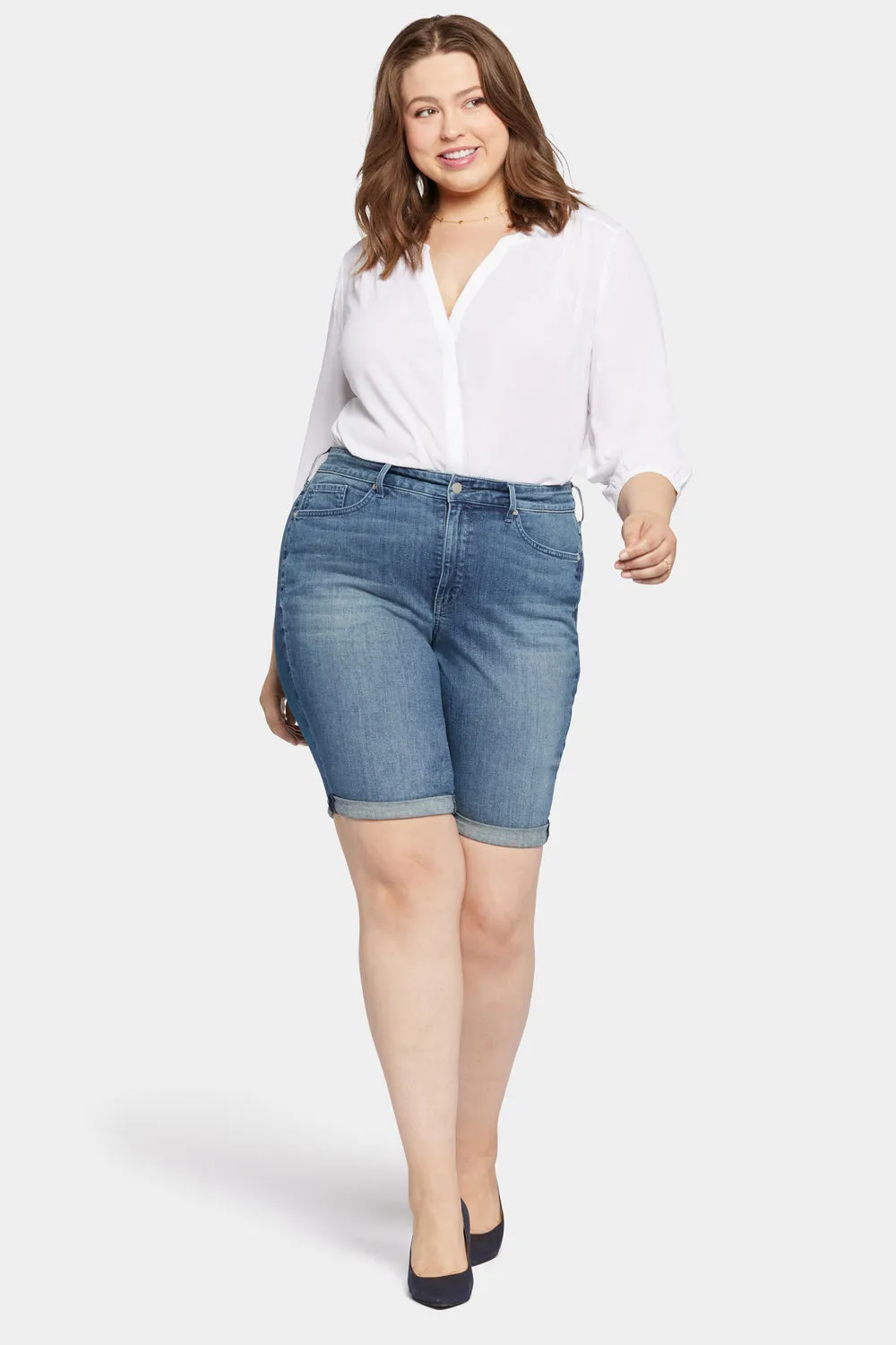 Briella 11 Inch Denim Shorts In Plus Size - Landslide