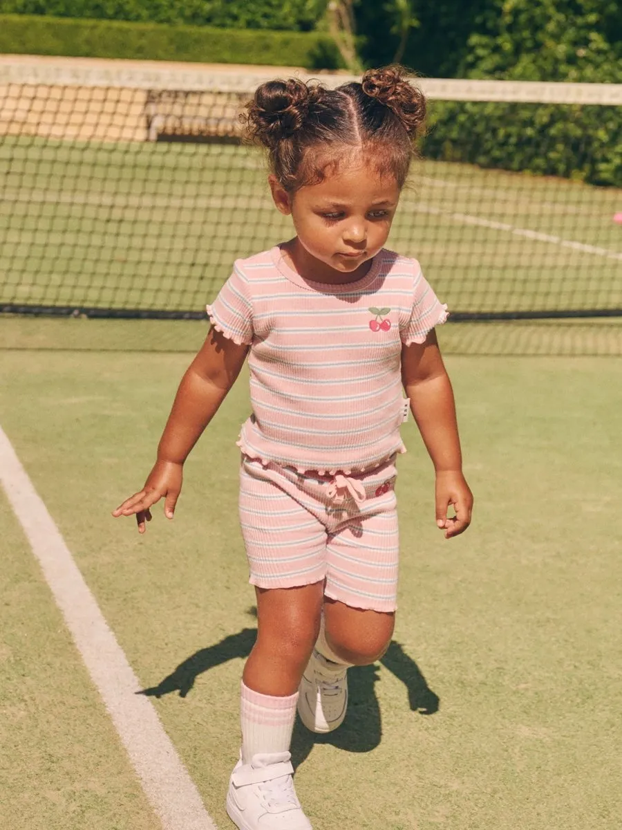 CANDY STRIPE RIB BIKER SHORTS