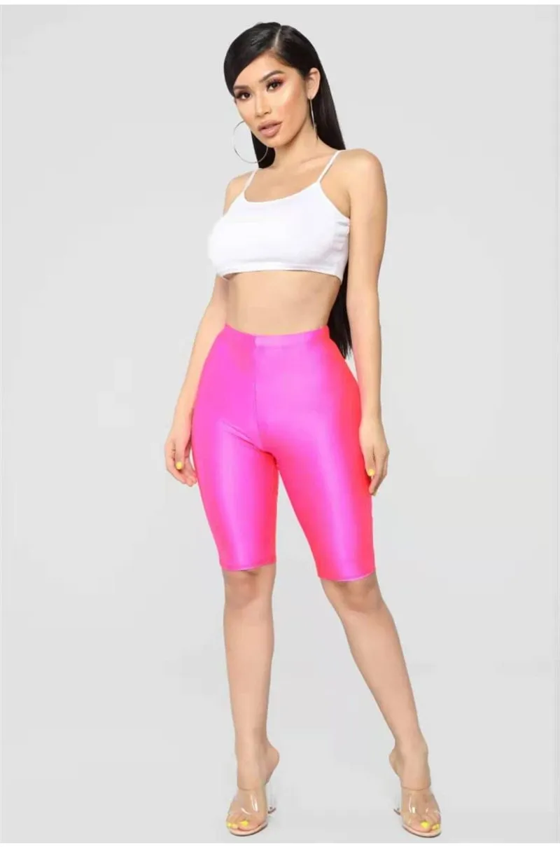 Casual Sexy Ladies' Shiny High Waist Fitness Shorts Women Cycling