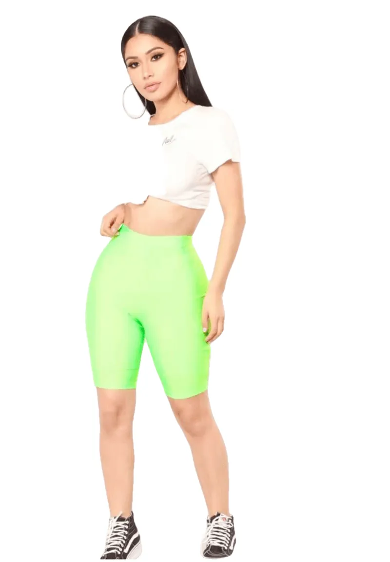 Casual Sexy Ladies' Shiny High Waist Fitness Shorts Women Cycling