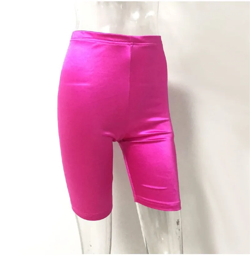 Casual Sexy Ladies' Shiny High Waist Fitness Shorts Women Cycling