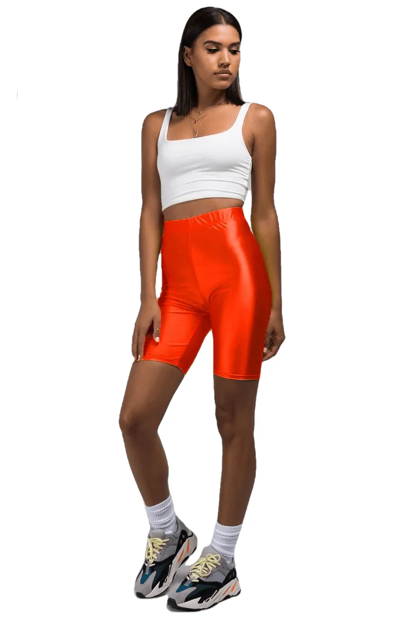 Casual Sexy Ladies' Shiny High Waist Fitness Shorts Women Cycling