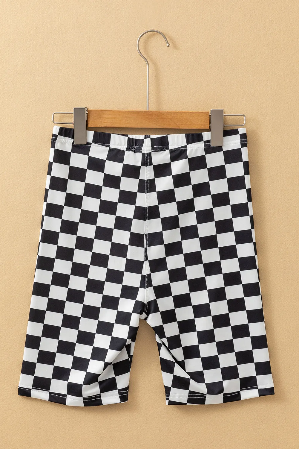 Checker High Waist Biker Shorts