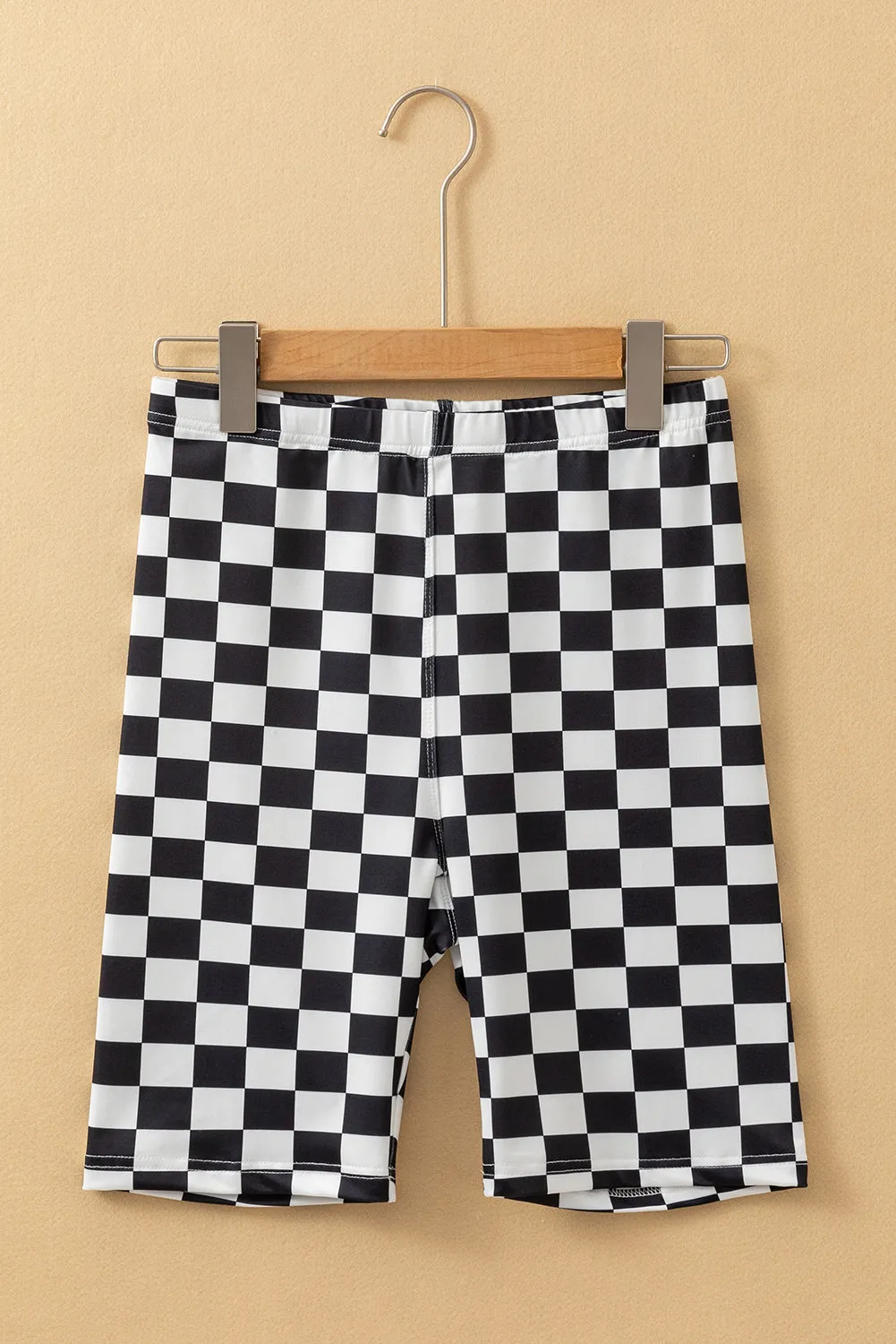 Checker High Waist Biker Shorts