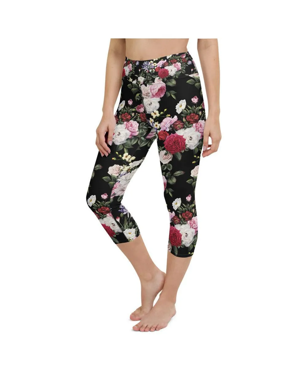 Colorful Roses Yoga Capris