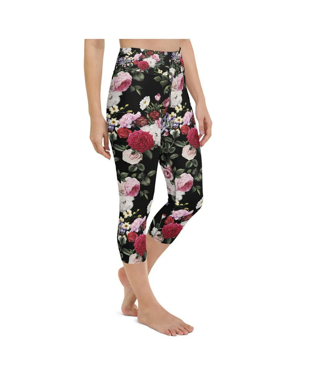 Colorful Roses Yoga Capris