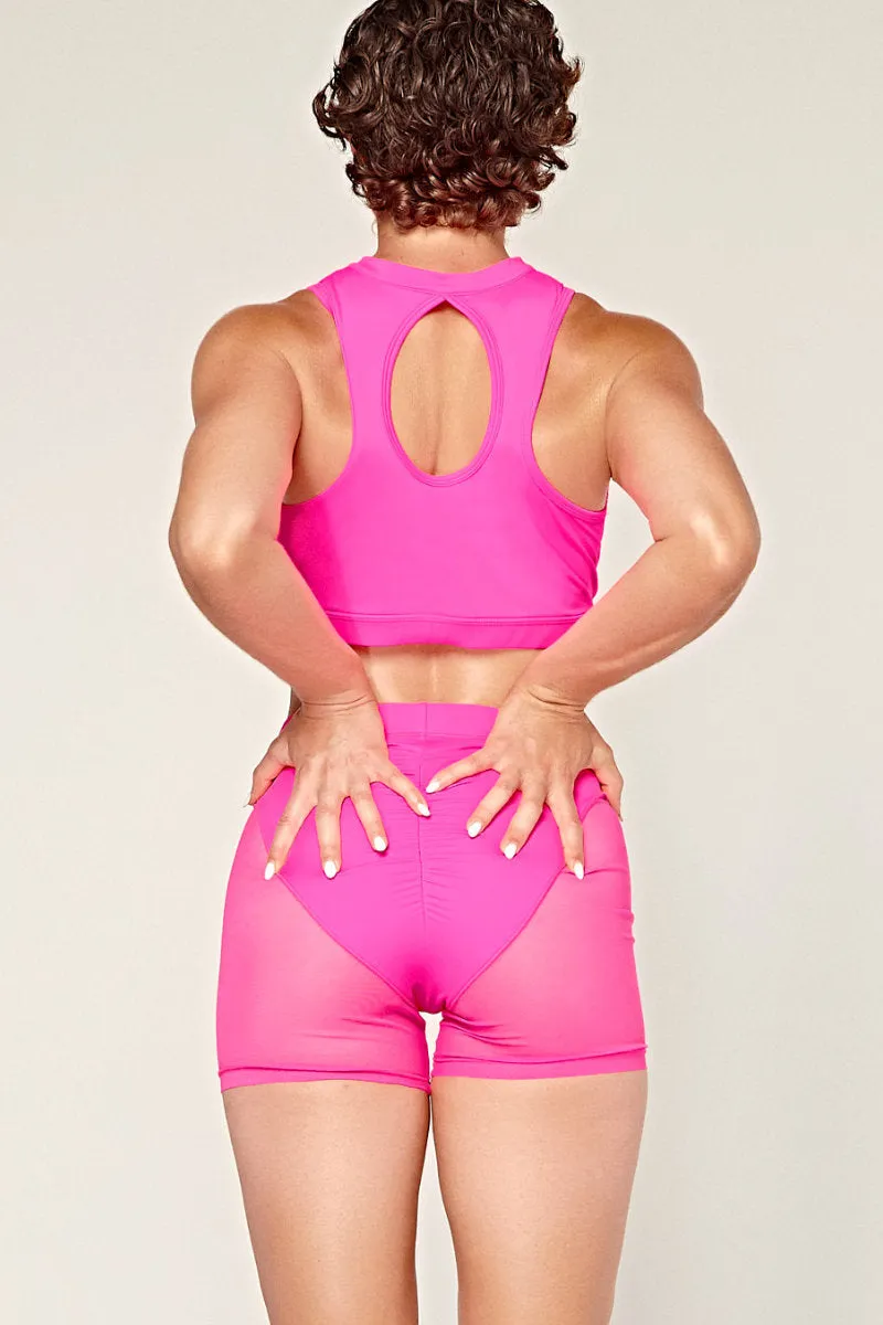 CXIX Dollhaus Mesh Biker Shorts - Barbie Pink