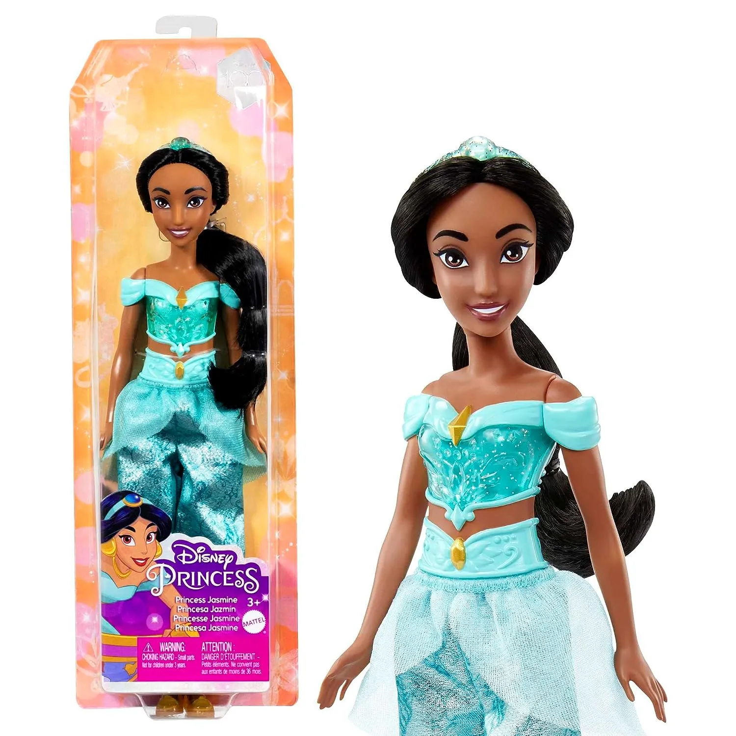 Disney Princess Jasmine Posable Fashion Doll with Sparkling Clothing and Accessories for Kids Ages 3 