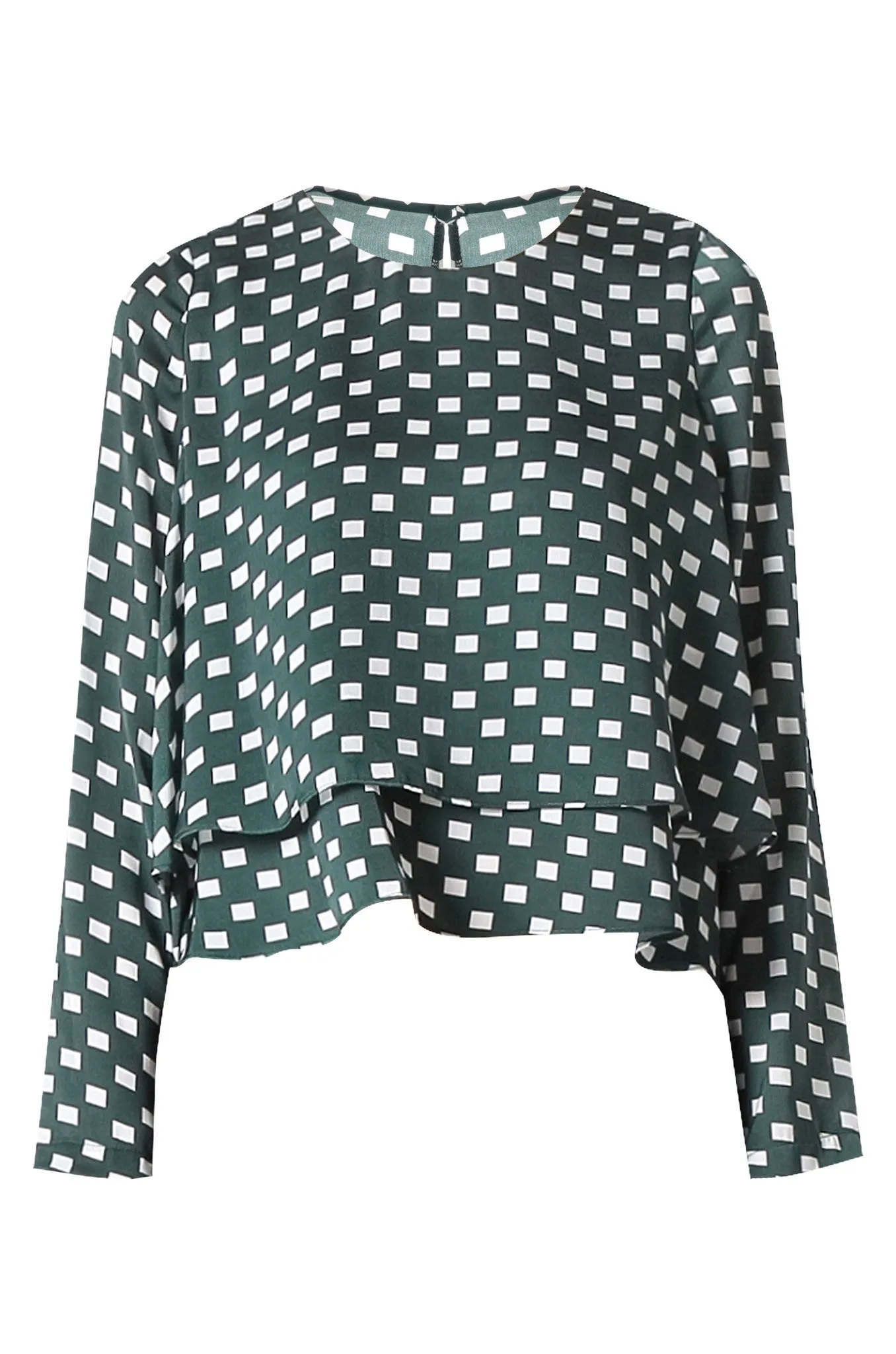 Double Layer Flare Top in Rectangle Print