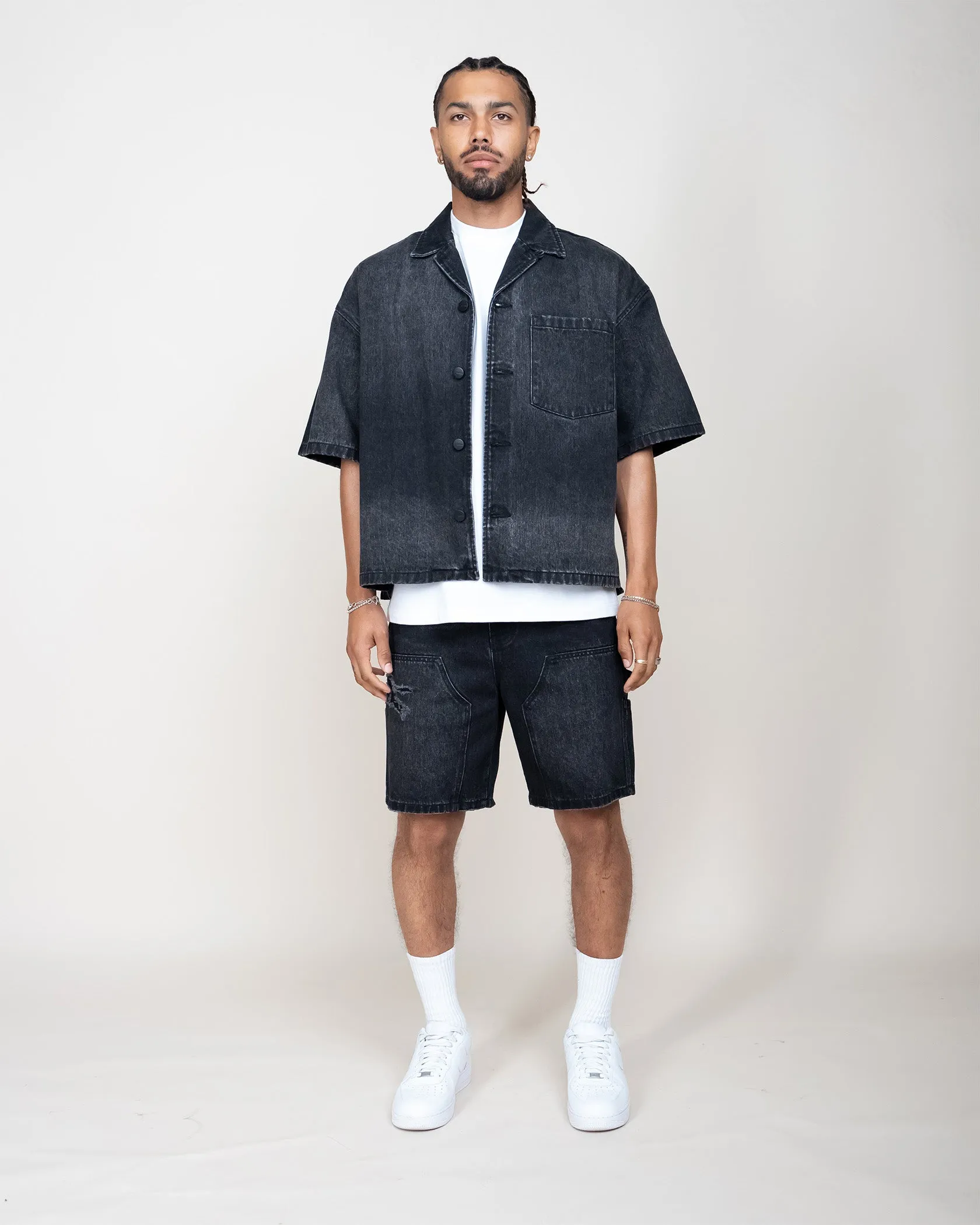 EPTM BOXY DENIM SHIRT - BLACK