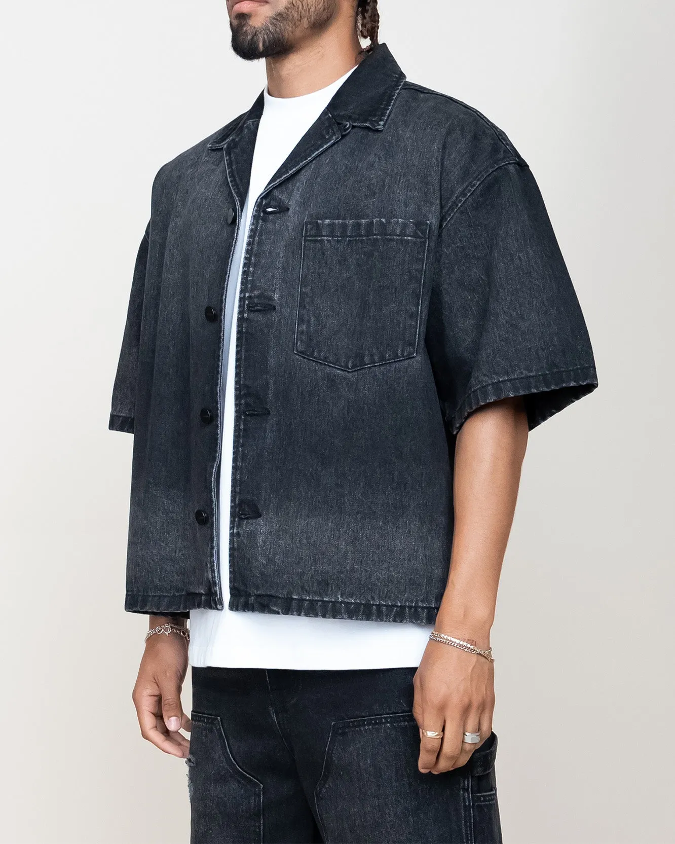 EPTM BOXY DENIM SHIRT - BLACK