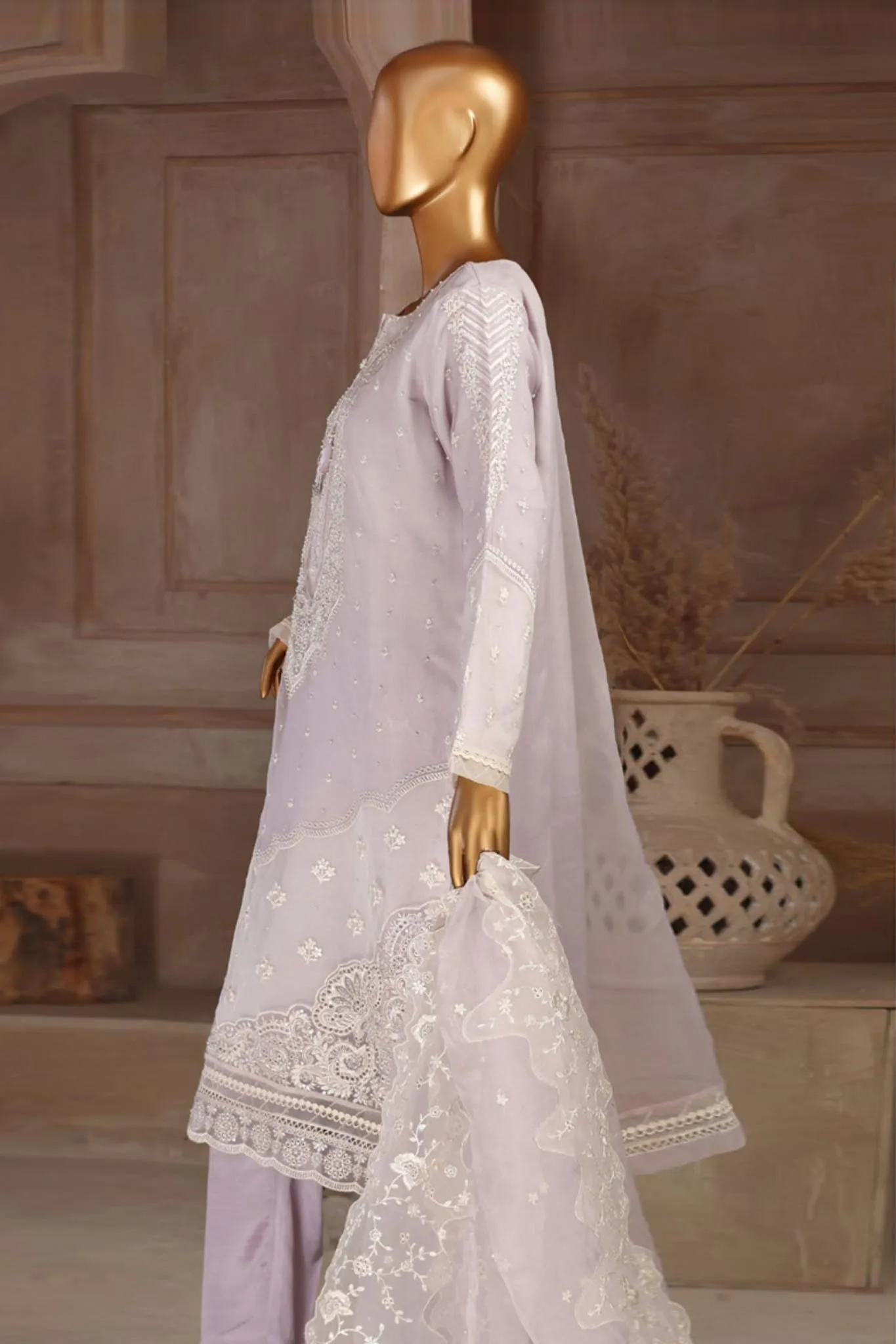 Falsafaa By HZ Stitched 3 Piece Emb Organza Vol-02 Collection'2024-HZK-92-Lavender