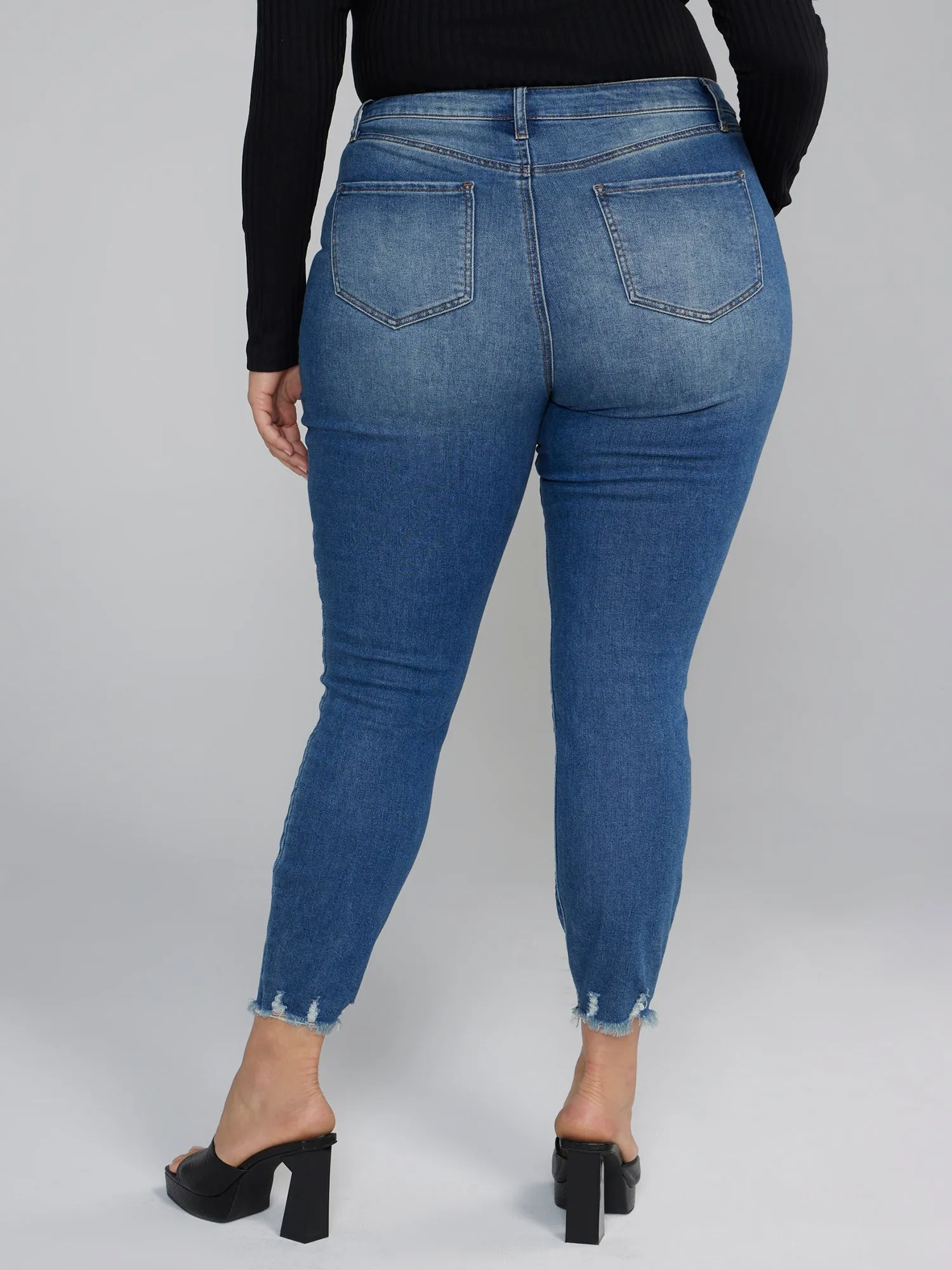 Fashion To Figure - Chewed Hem Destructed Skinny Fit Jeans