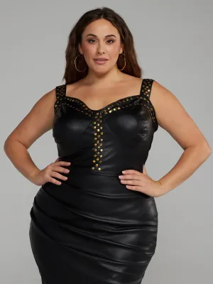 Fashion To Figure - Faux Leather Studded Bustier Top