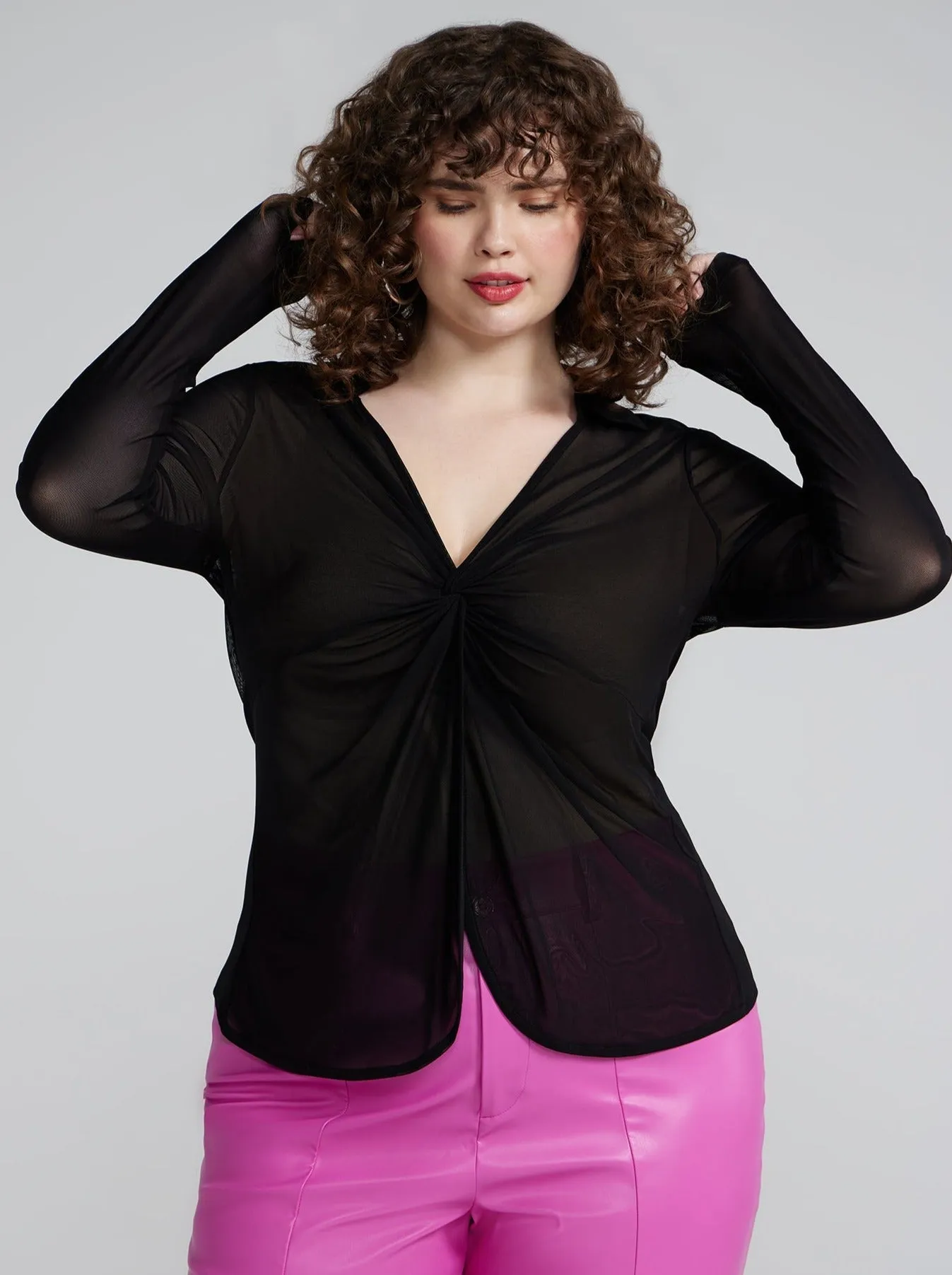 Fashion To Figure - Twist Front Mesh Top