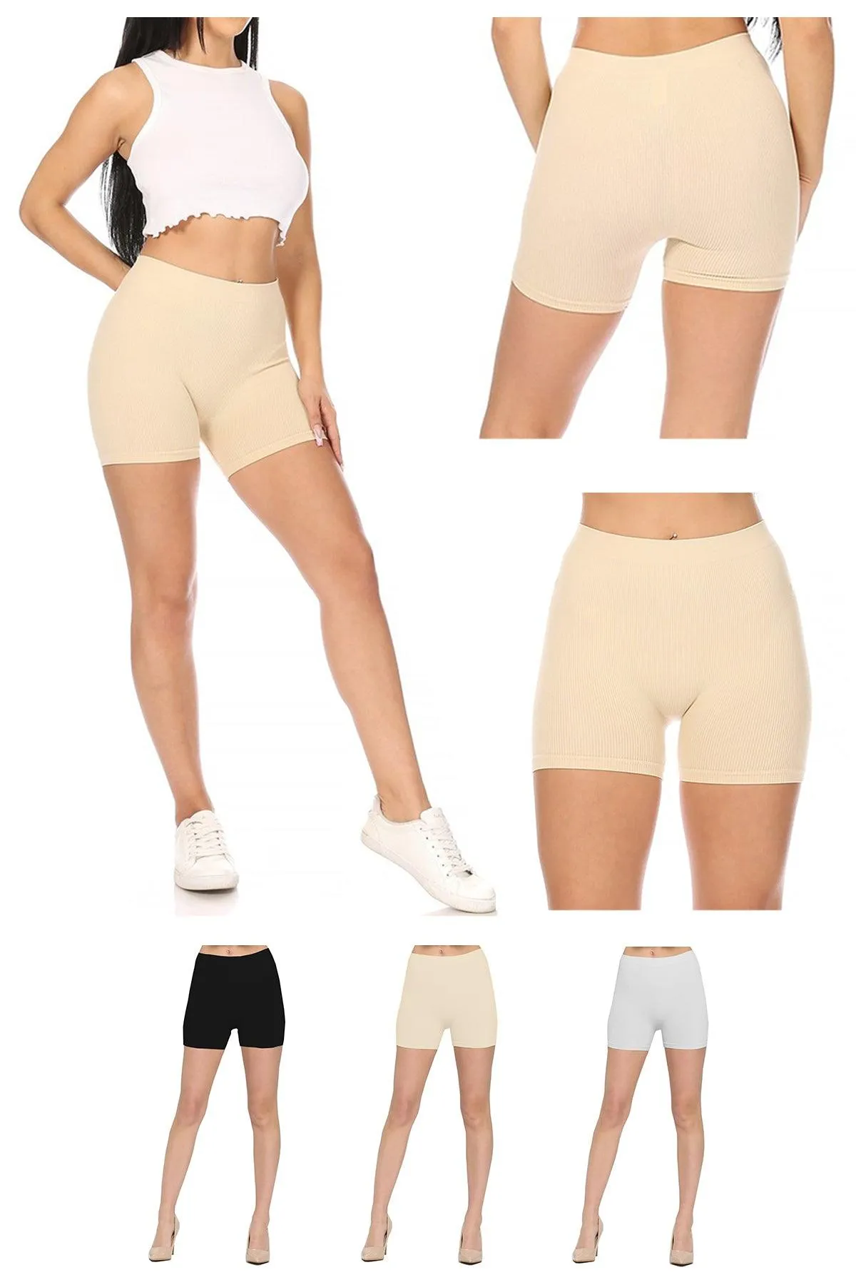 FashionJOA Solid Biker Shorts