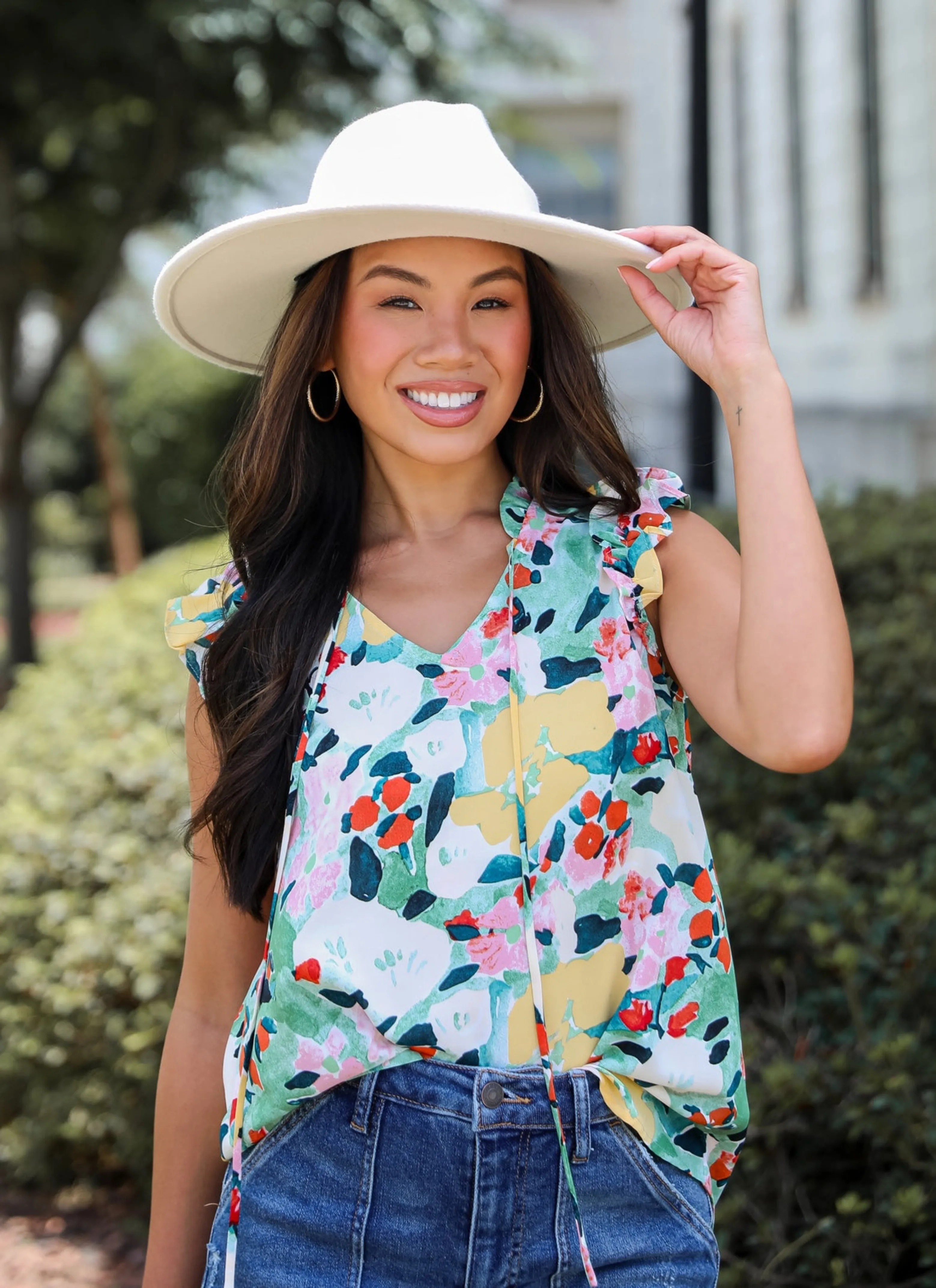 FINAL SALE - Lovely Statement Green Floral Blouse