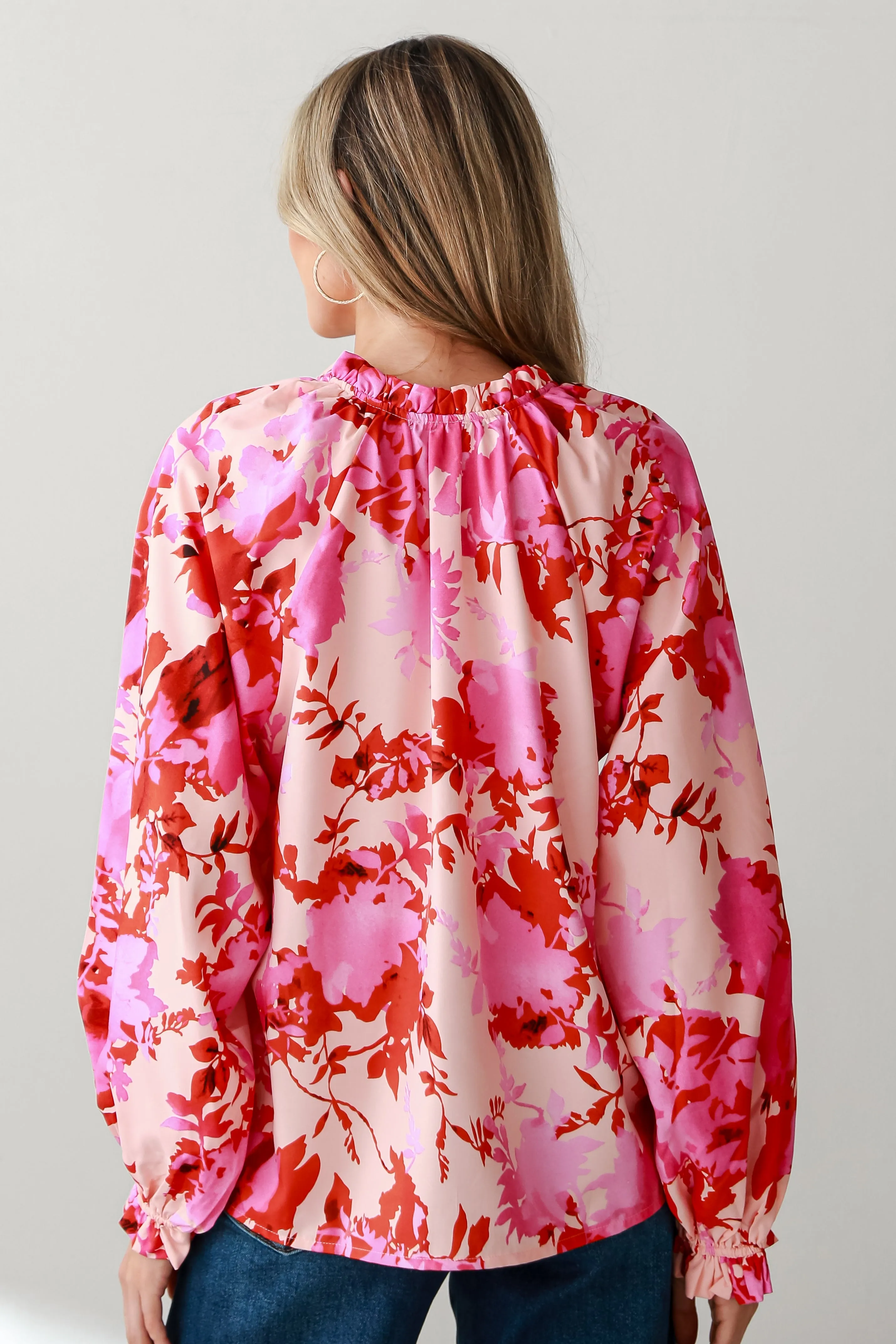 FINAL SALE - Lovely Statement Pink Floral Blouse