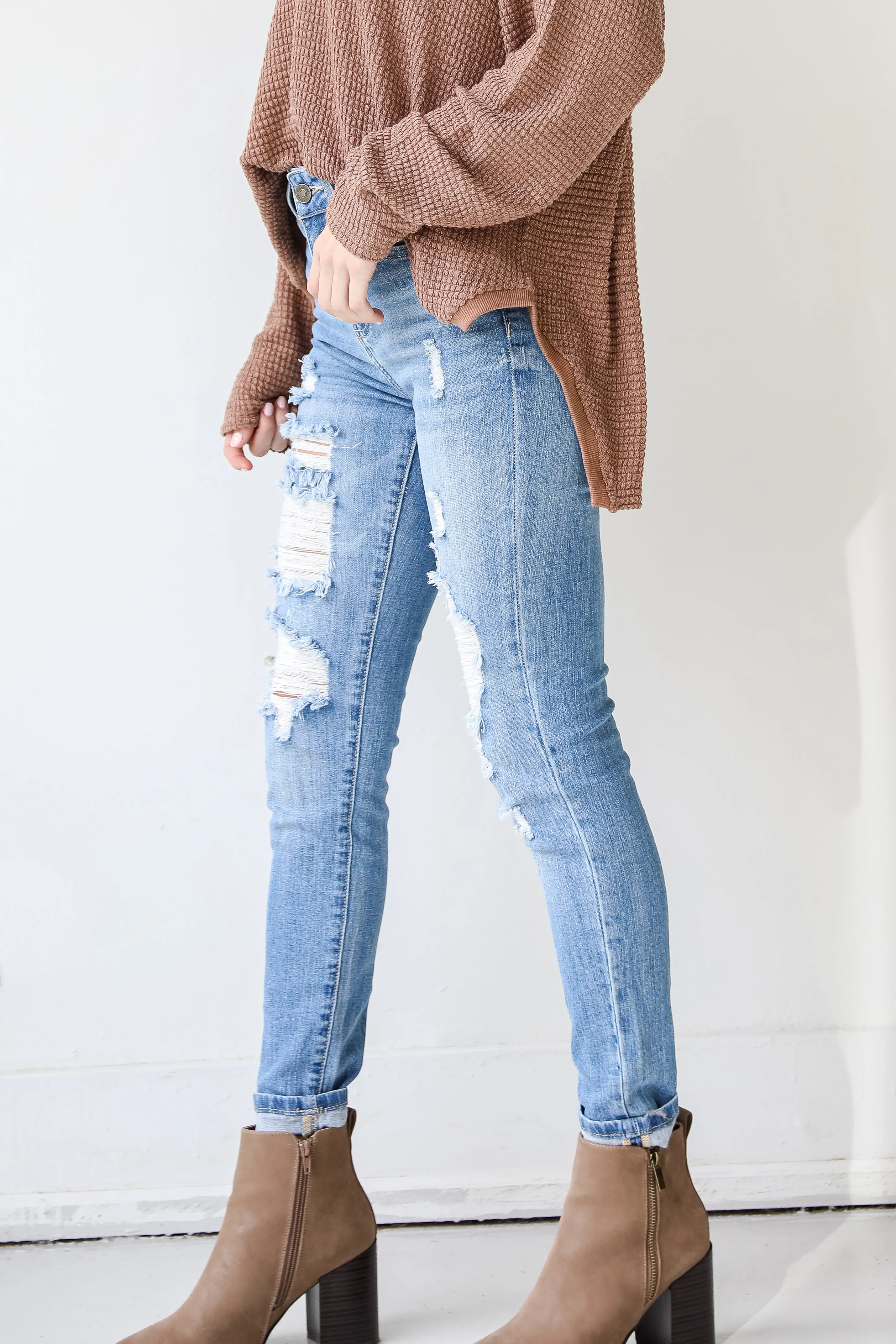 FINAL SALE - Rosalie Distressed High-Rise Skinny Jeans