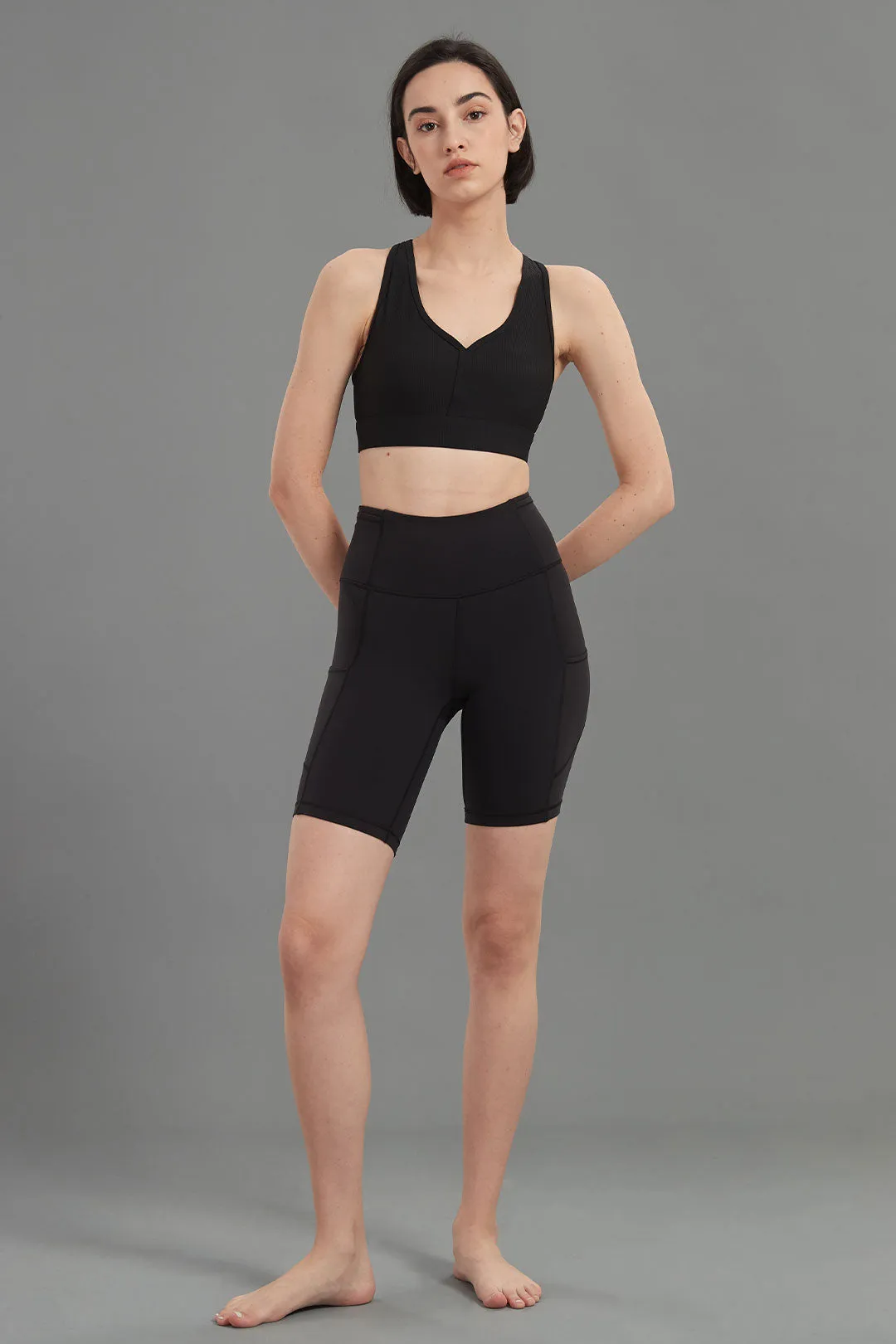 Firm-Support Stretchy High-Waist Biker Shorts With Pockets