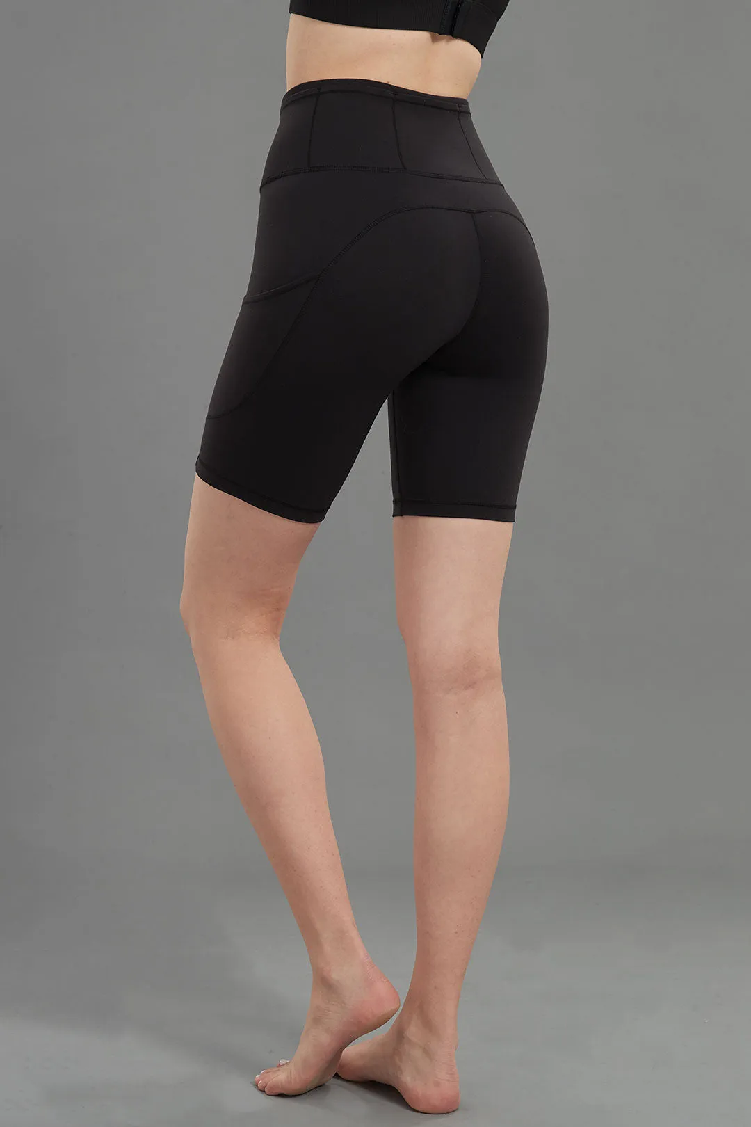 Firm-Support Stretchy High-Waist Biker Shorts With Pockets