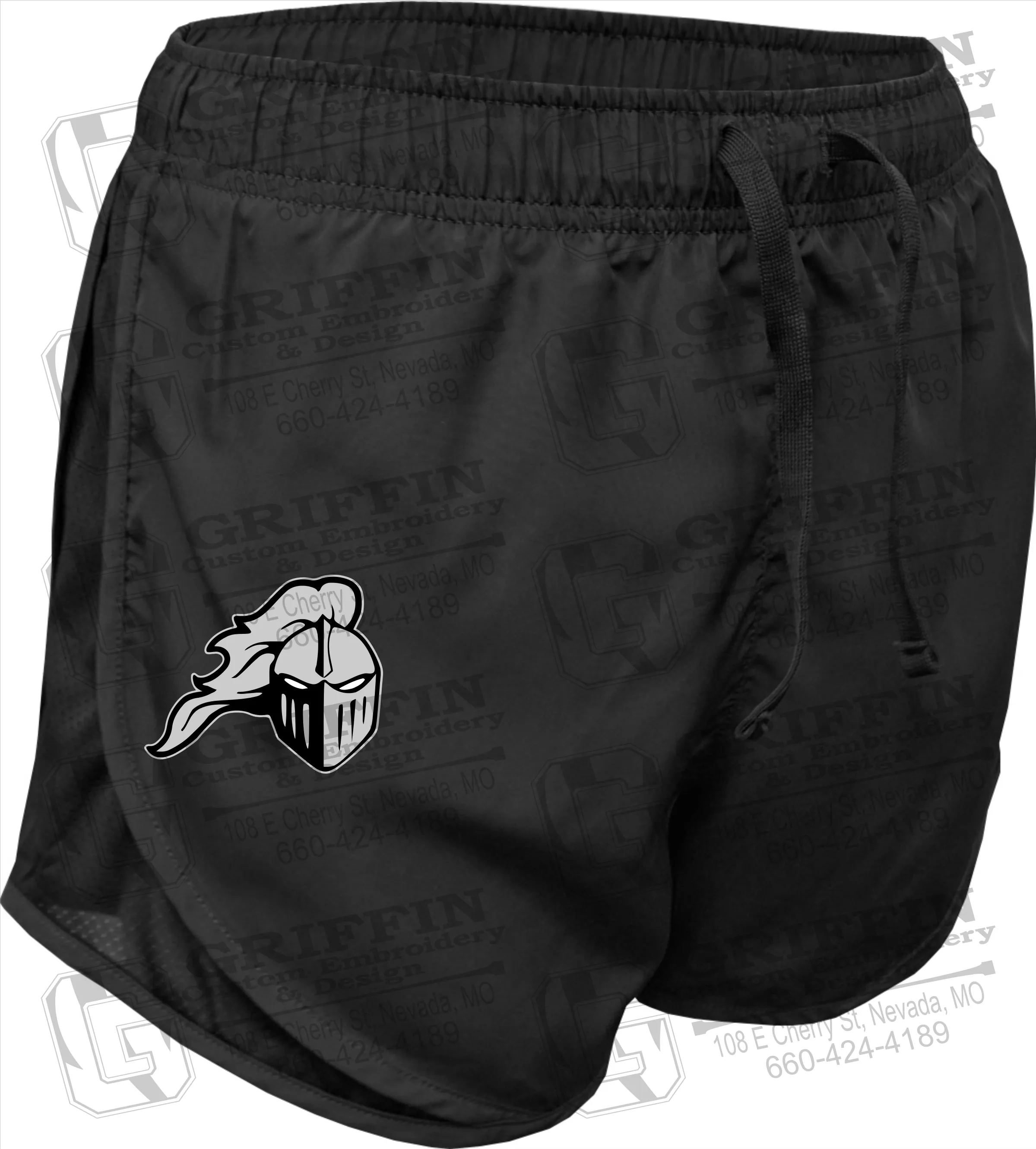 Girls Running Shorts - NEVC Knights Helmet Logo