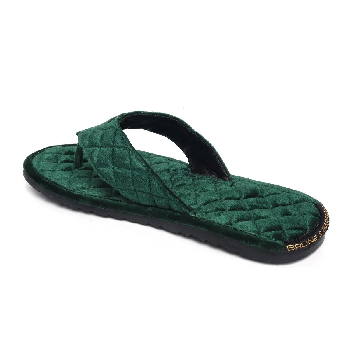 Green V-Strap Slide-in Slippers