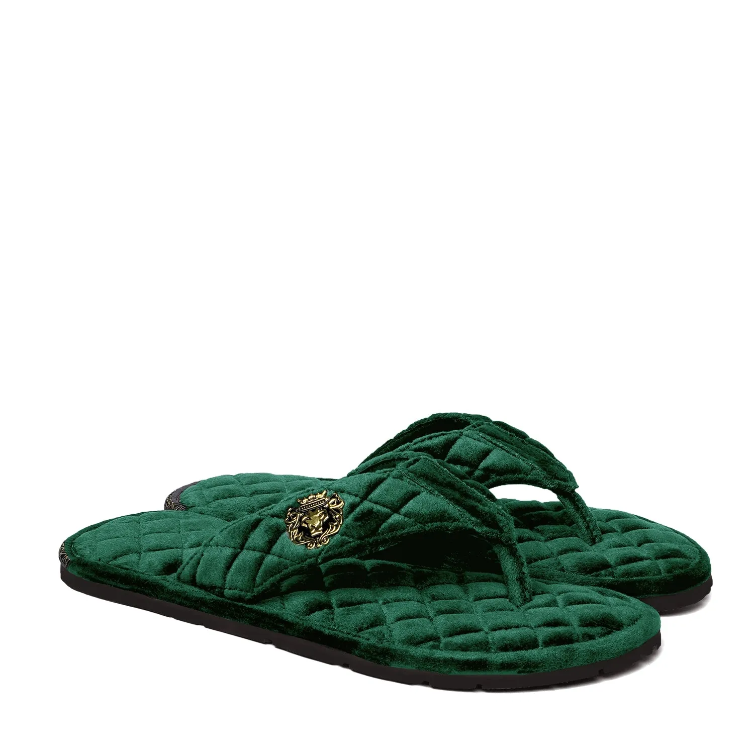 Green V-Strap Slide-in Slippers