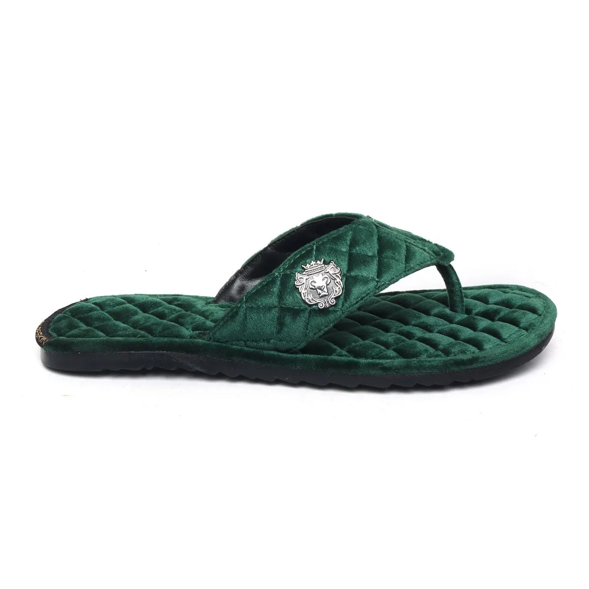 Green V-Strap Slide-in Slippers