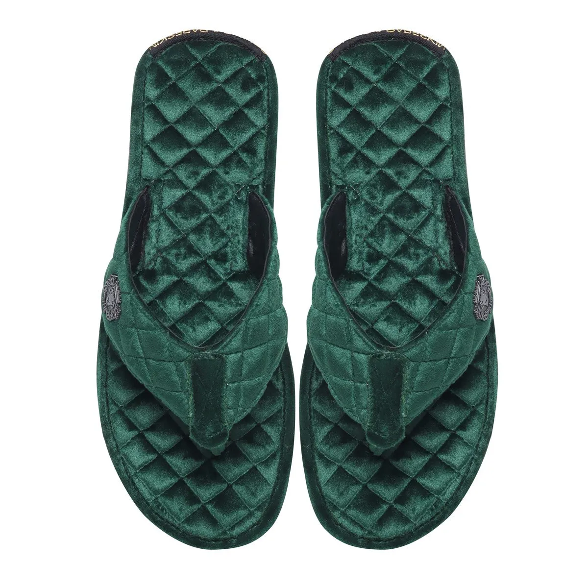 Green V-Strap Slide-in Slippers